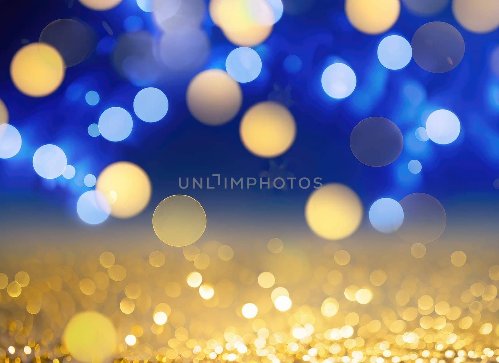 Magic night dark blue frame with sparkling glitter bokeh and light art.