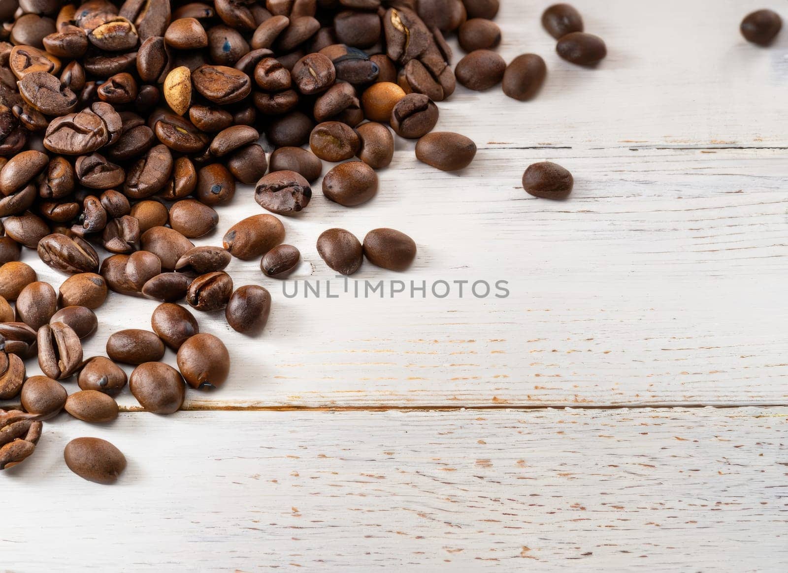  coffee seed frame with white copy space background. AI Generated. by PeaceYAY