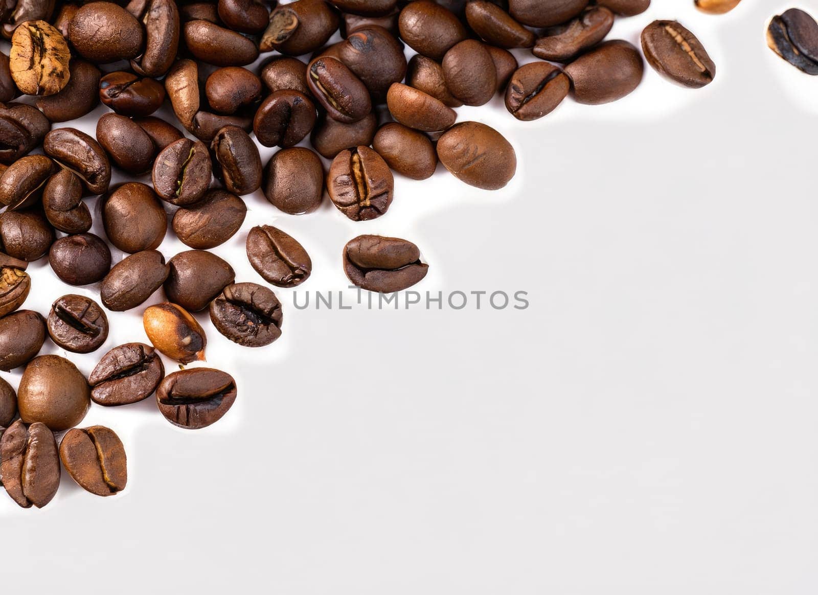  coffee seed frame with white copy space background. AI Generated. by PeaceYAY