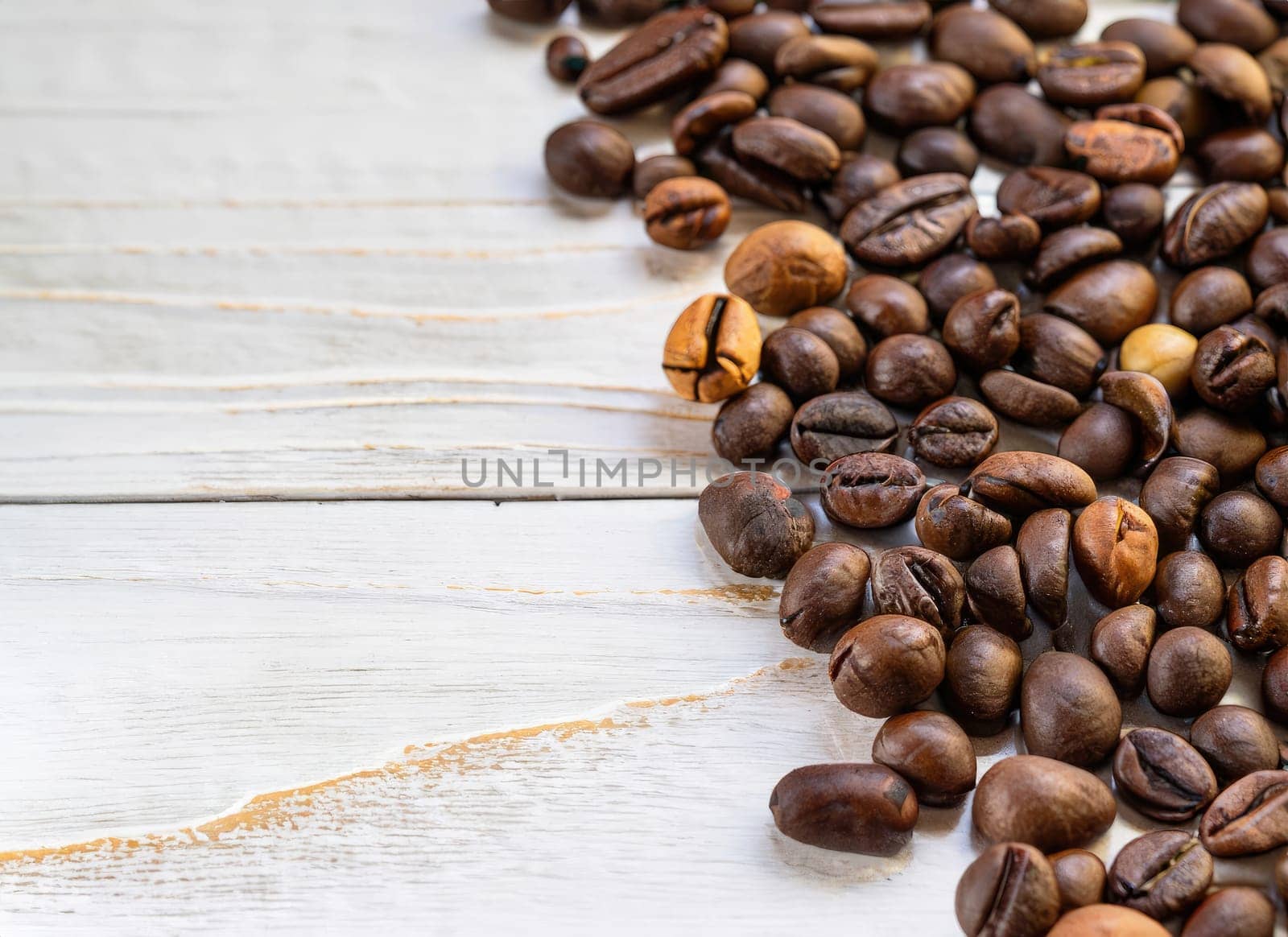  coffee seed frame with white copy space background. AI Generated. by PeaceYAY