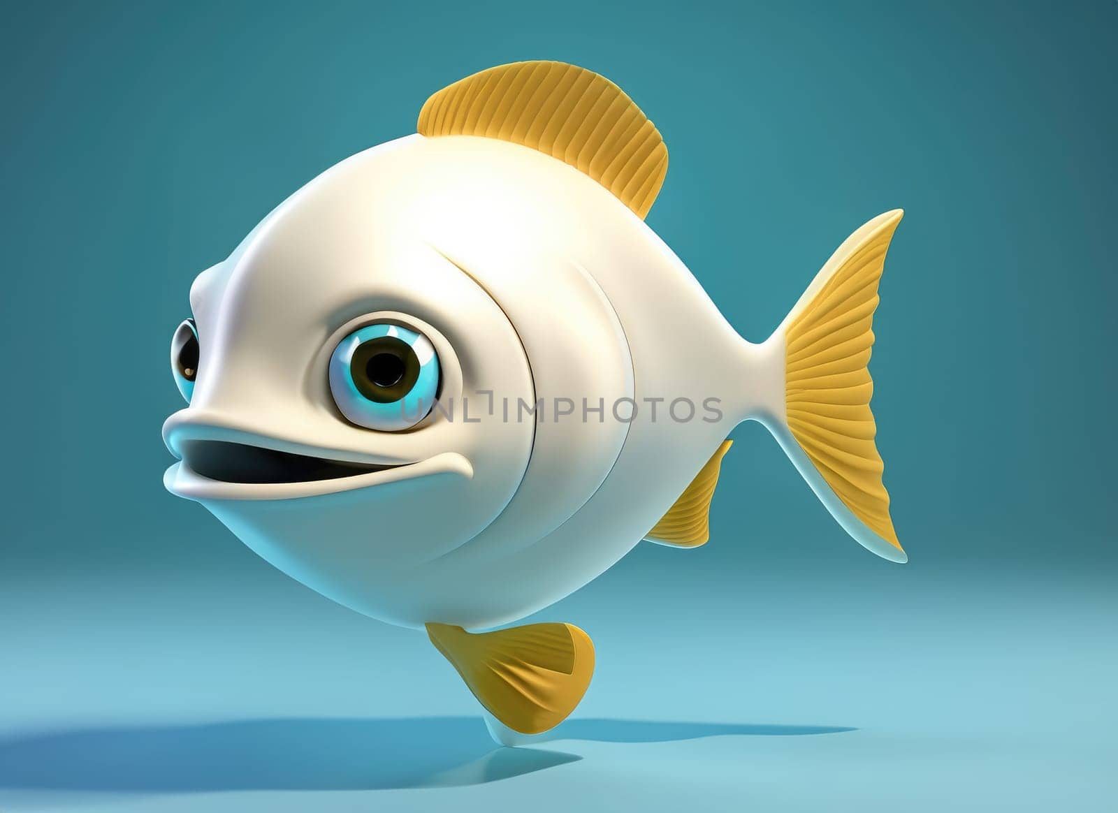 3D Cute cartoon Fish character. 