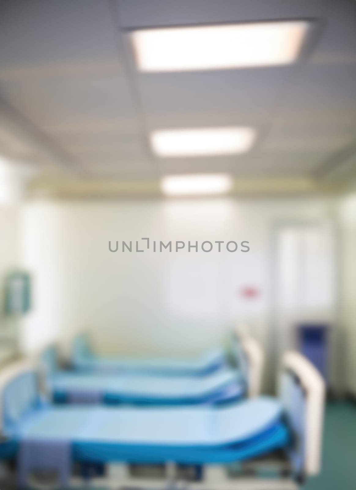 Abstract blur luxury hospital corridor. Blur clinic interior background with defocused effect. Healthcare and medical concept. Ai generated. by PeaceYAY