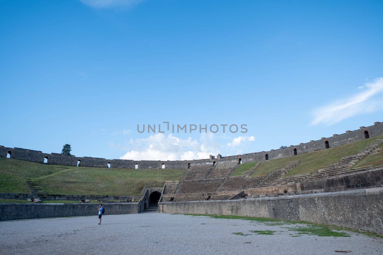 Panorama of the Roman Amphitheater of Pompeii at Ancient Pompeii (UNESCO World Heritage Site). In November 2023. by martinscphoto