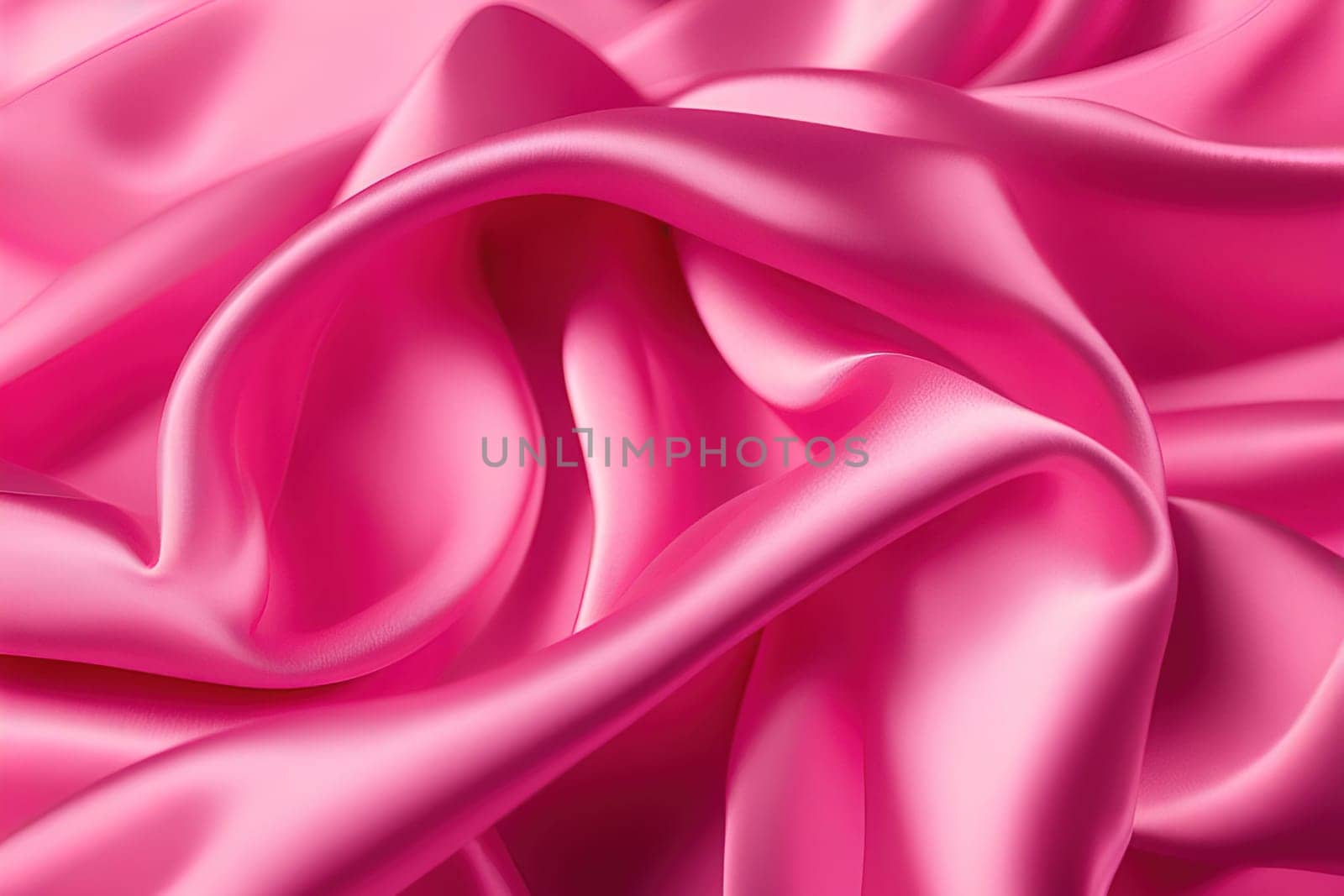 Closeup of rippled pink satin fabric texture background. by yilmazsavaskandag