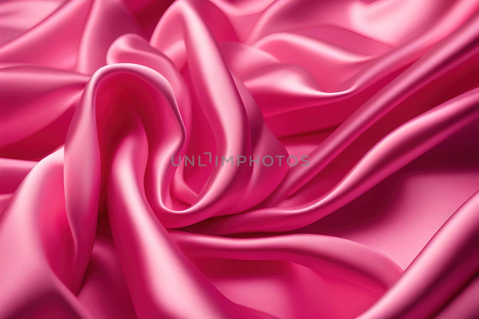 Closeup of rippled pink satin fabric texture background. by yilmazsavaskandag