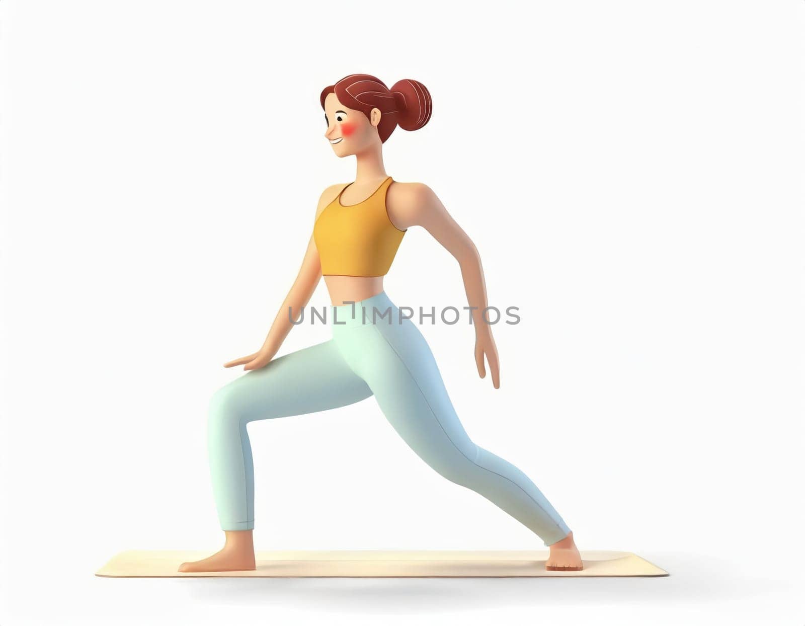 3D Character with fitness yoga, Yoga in standing position, fitness cartoon practice yoga. AI generated. by PeaceYAY