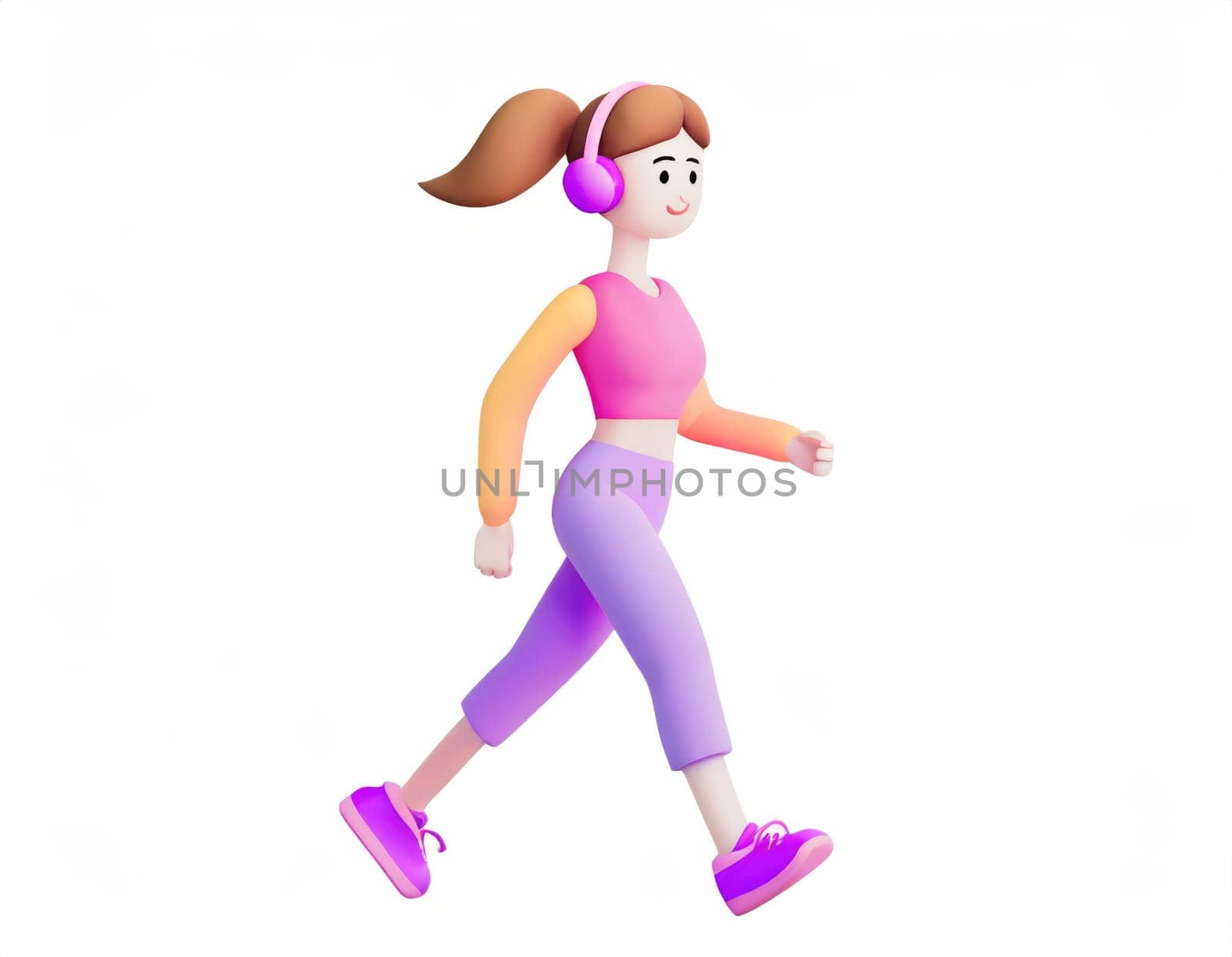 3D Character women with exercise clothes running. AI generated. by PeaceYAY
