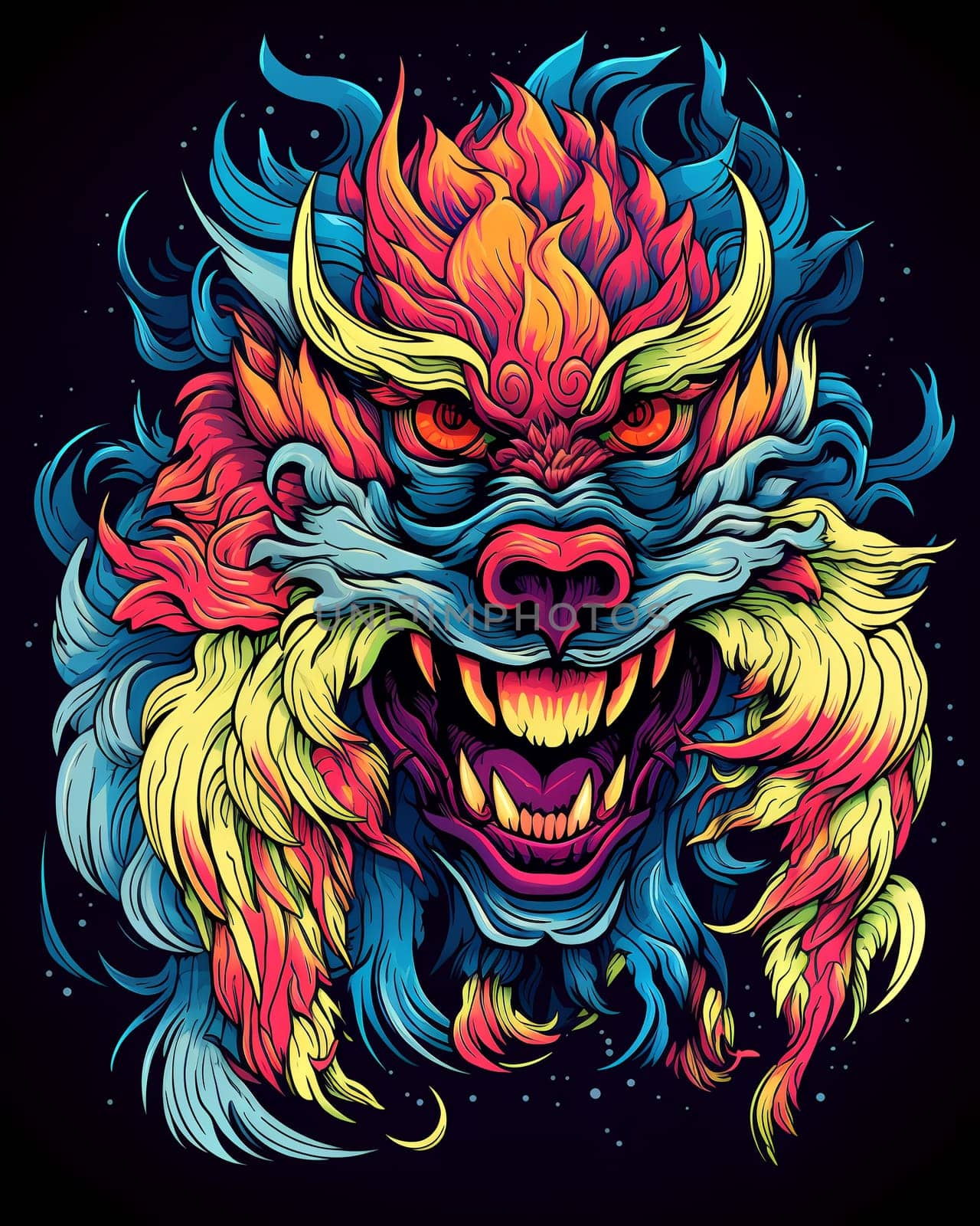 Bright psychedelic monster poster. AI Generated. by AndreyKENO