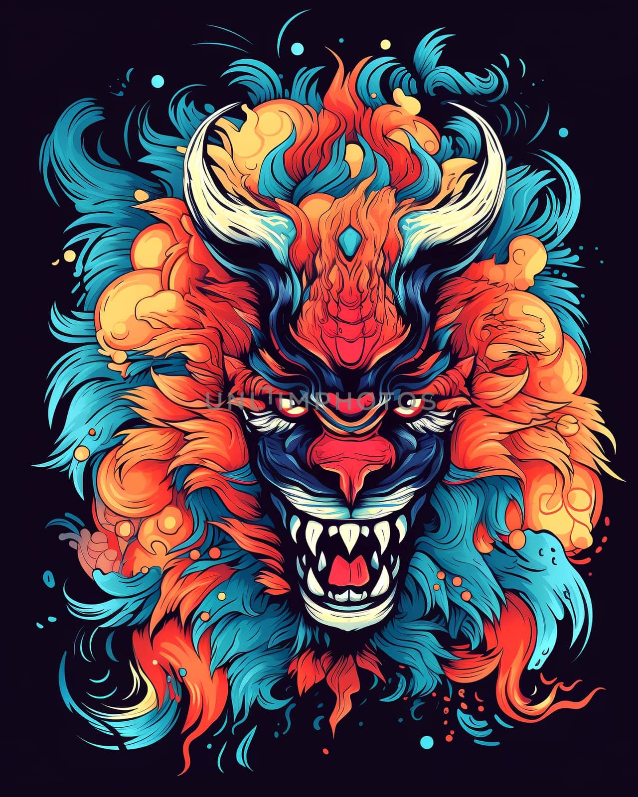 Bright psychedelic monster poster. AI Generated. by AndreyKENO