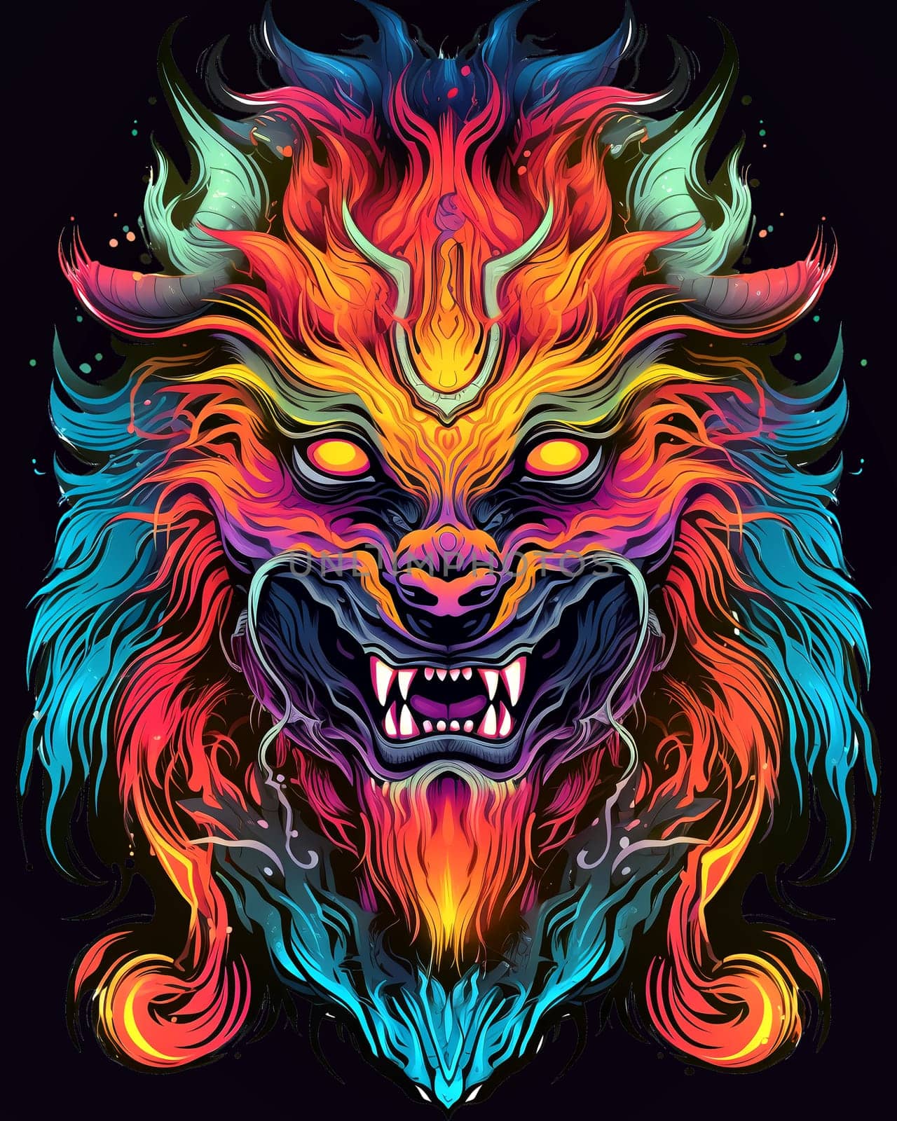 Bright psychedelic monster poster. AI Generated. by AndreyKENO