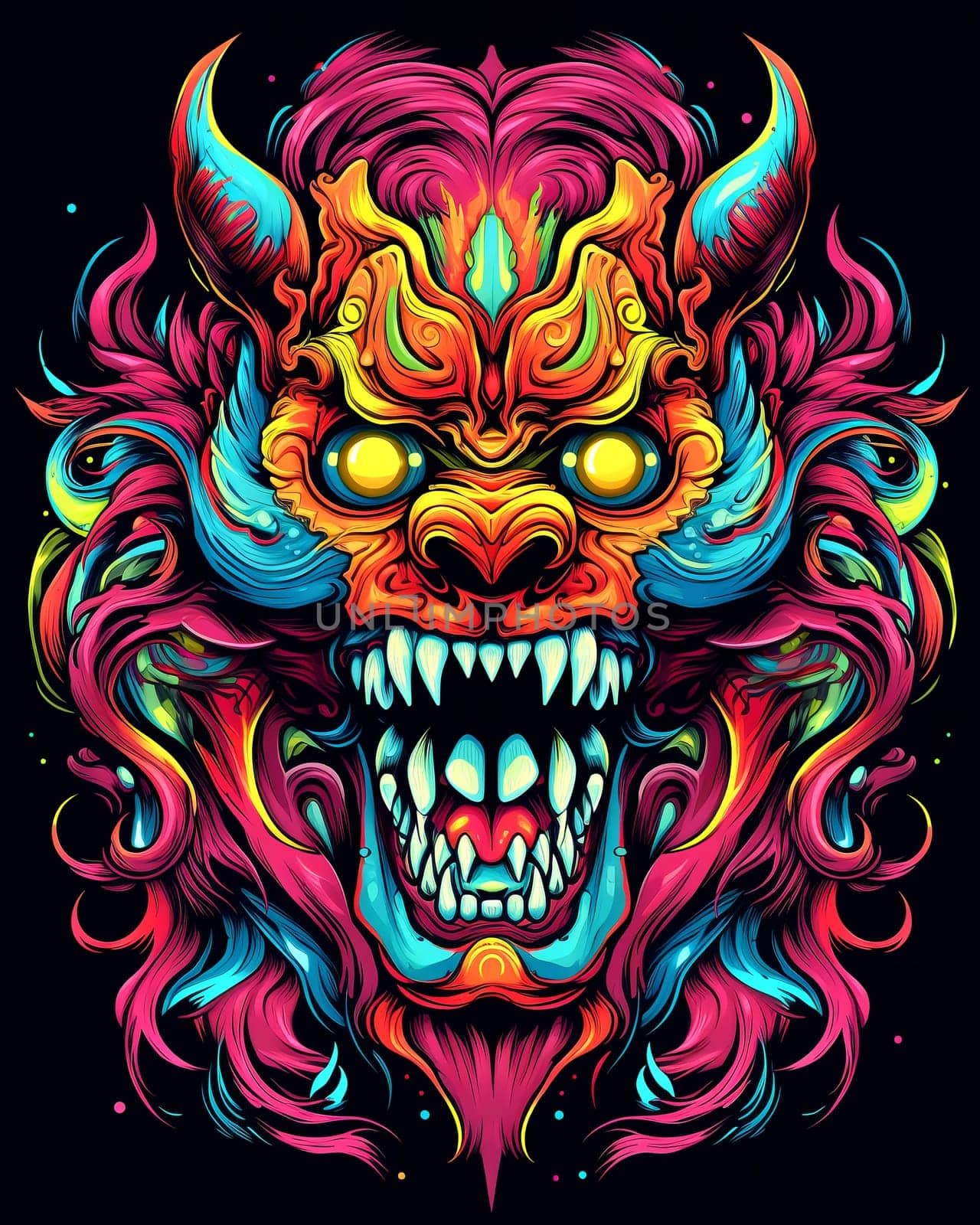 Bright psychedelic monster poster. AI Generated. by AndreyKENO