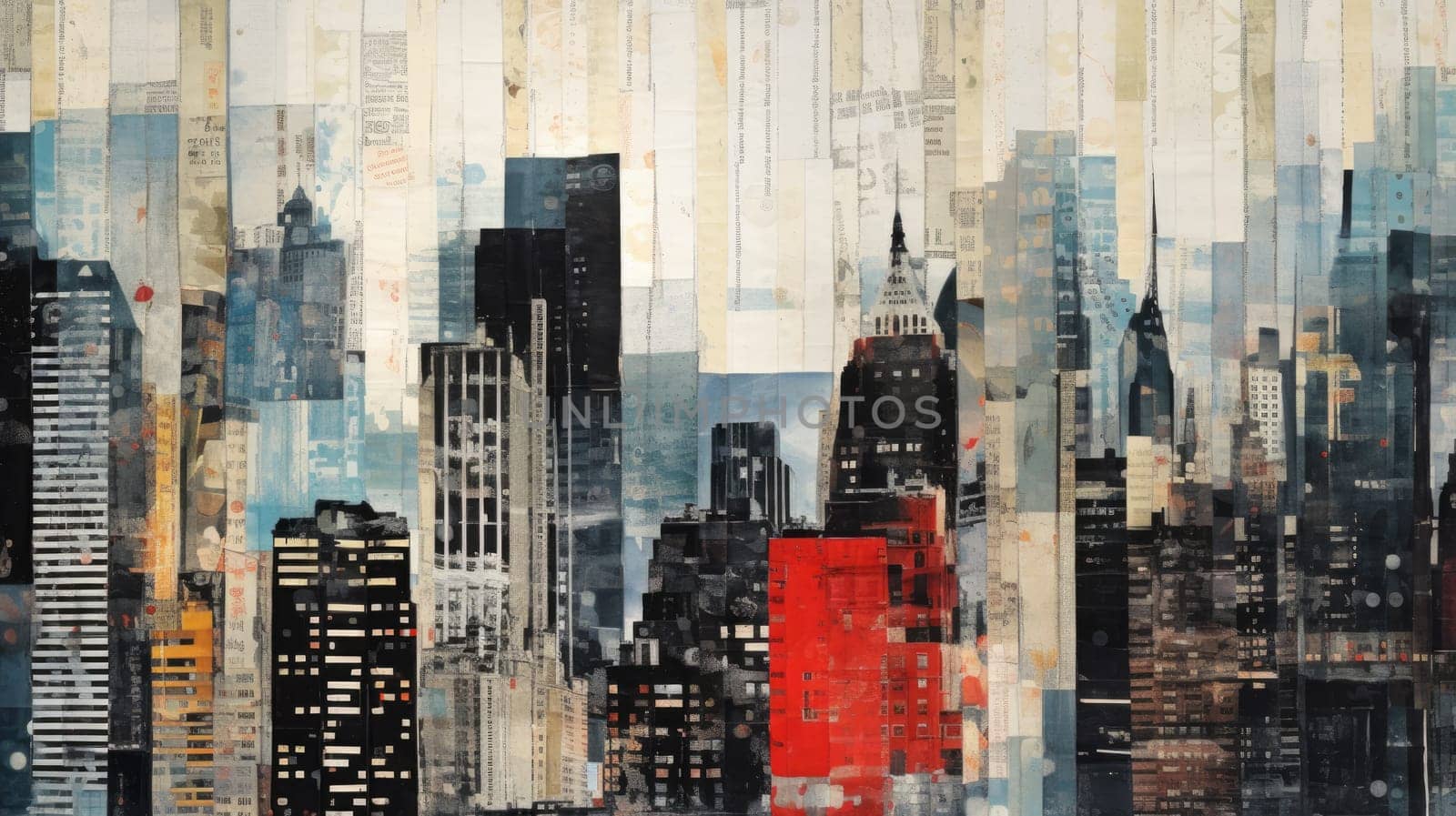 abstract collage art of cityscape view, ai