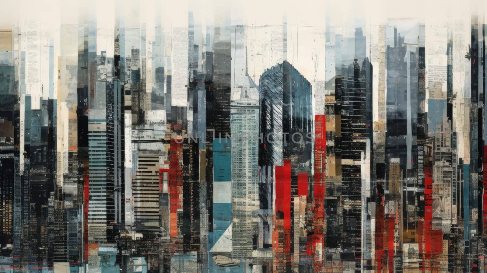 abstract collage art of cityscape view, ai