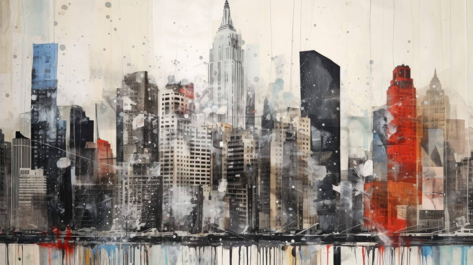 abstract collage art of cityscape view, ai