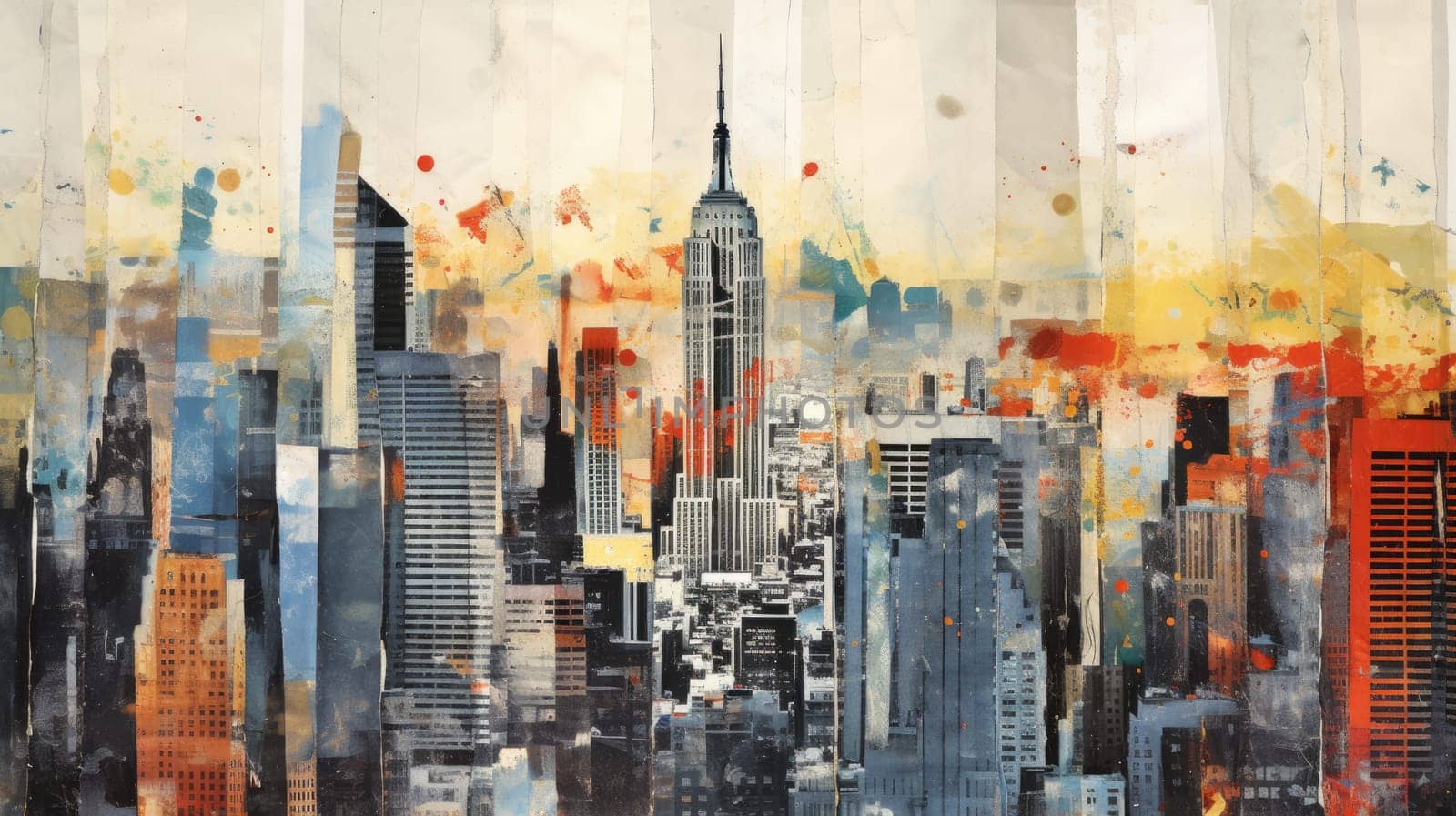 abstract collage art of cityscape view, ai