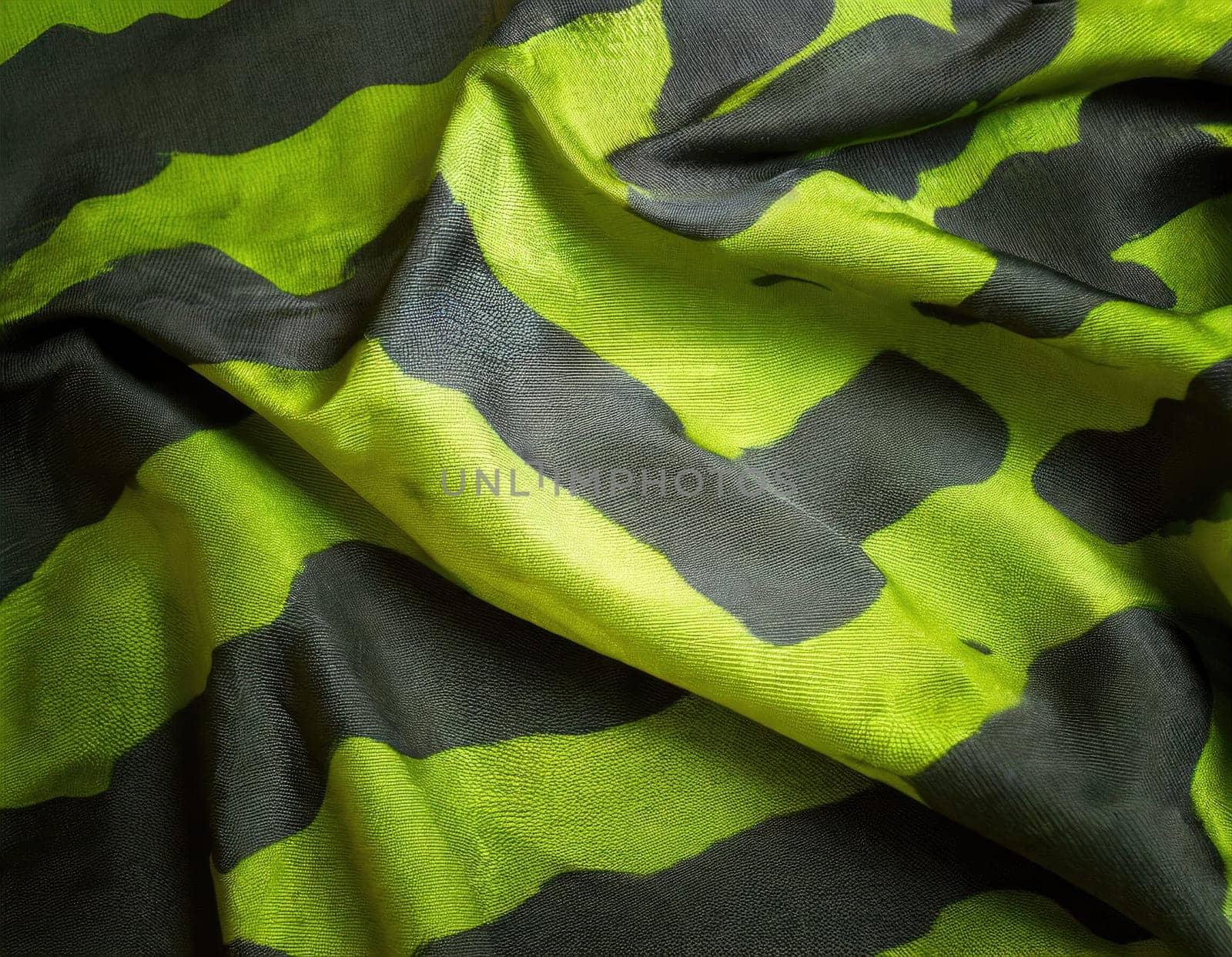 Camouflage texture in a military style on silk fabric. Hight realistics silk. AI Generated. by PeaceYAY