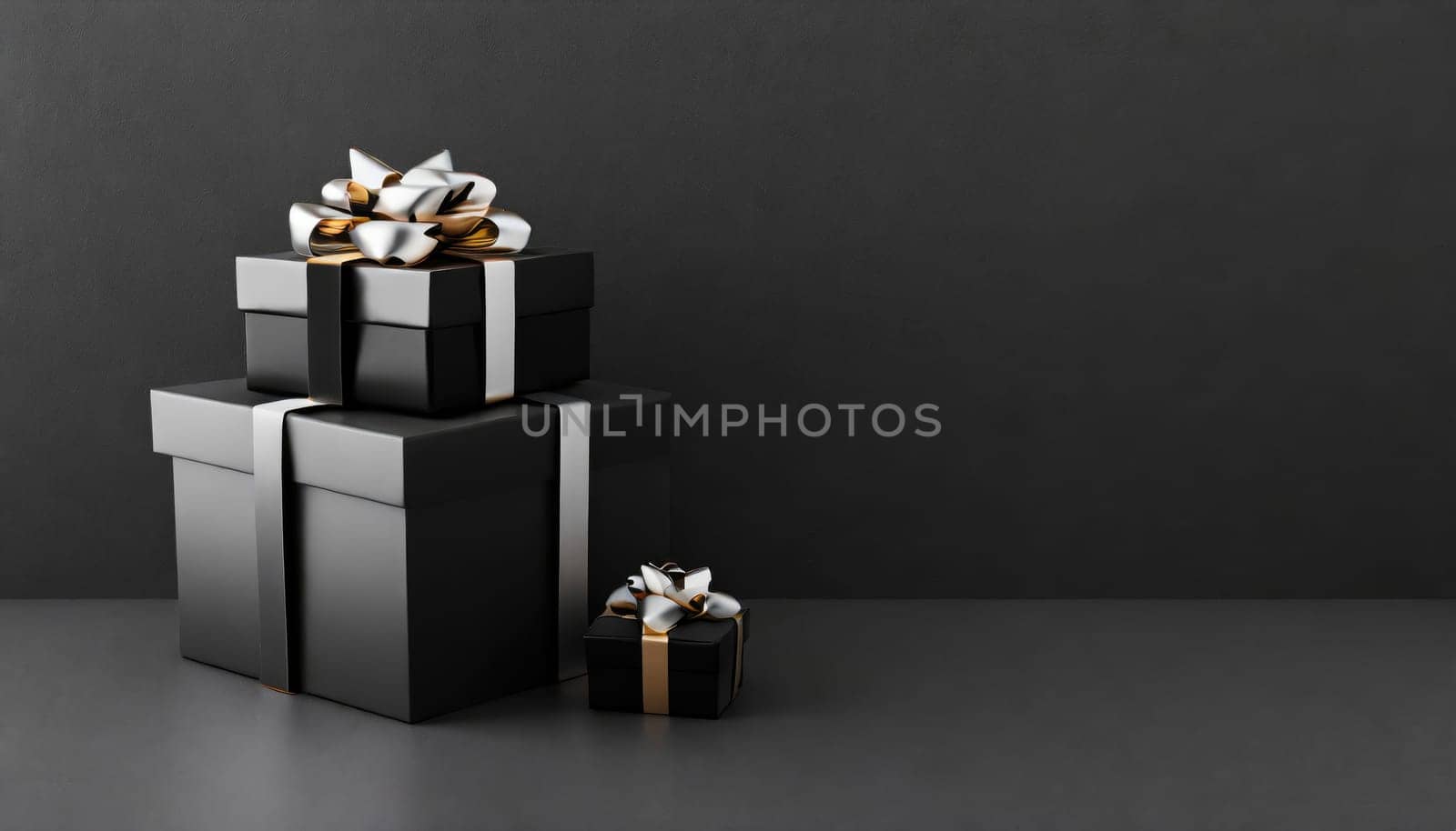Black Friday concept. black paper shopping bags on black background. Black friday banner sale, shopping. AI generated. by PeaceYAY