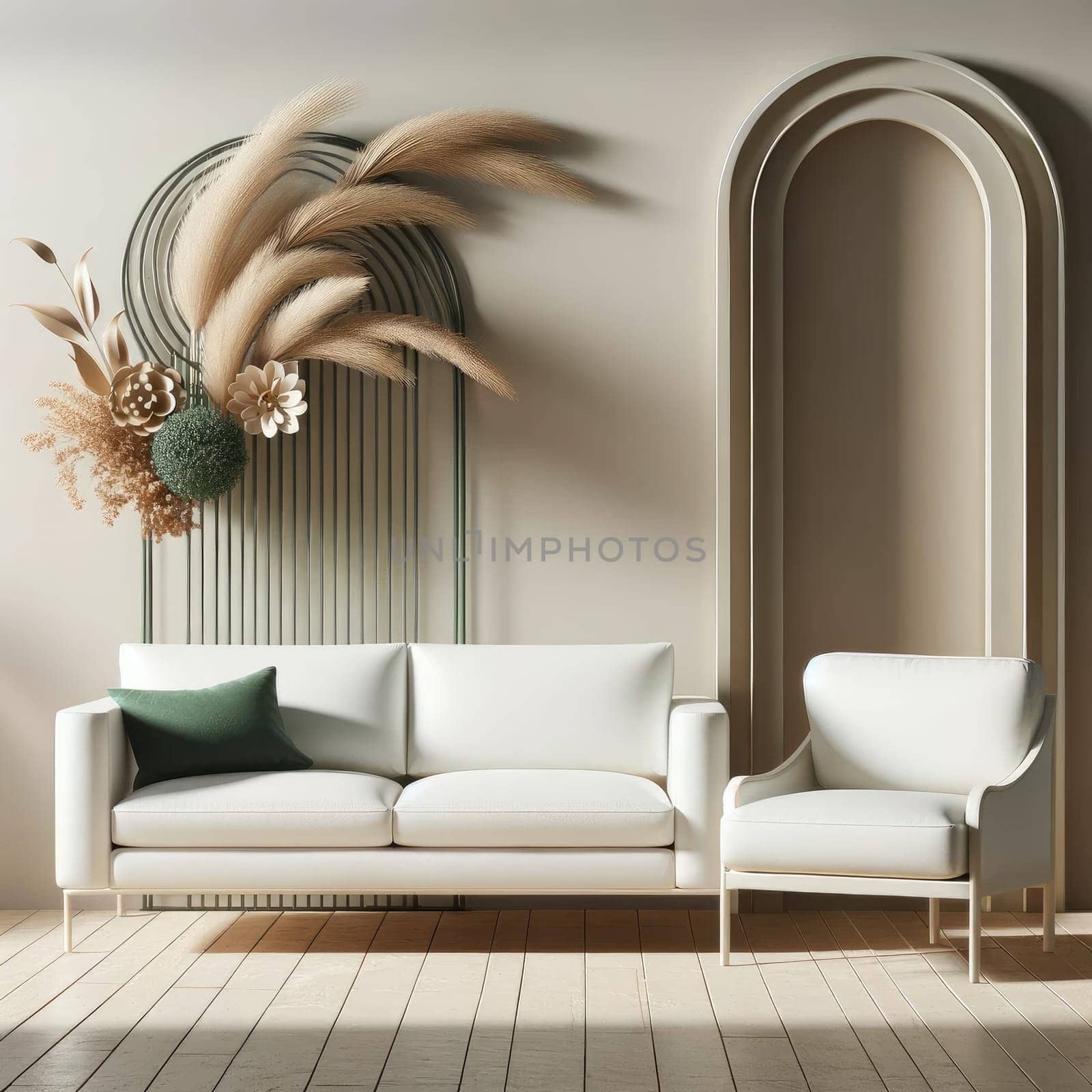 Modern living room interior design for home. Generative AI by itchaznong