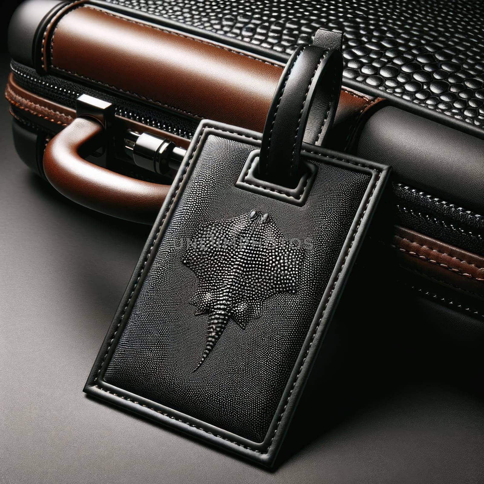 Leather Hang tag for luggage mockup. Generative AI by itchaznong