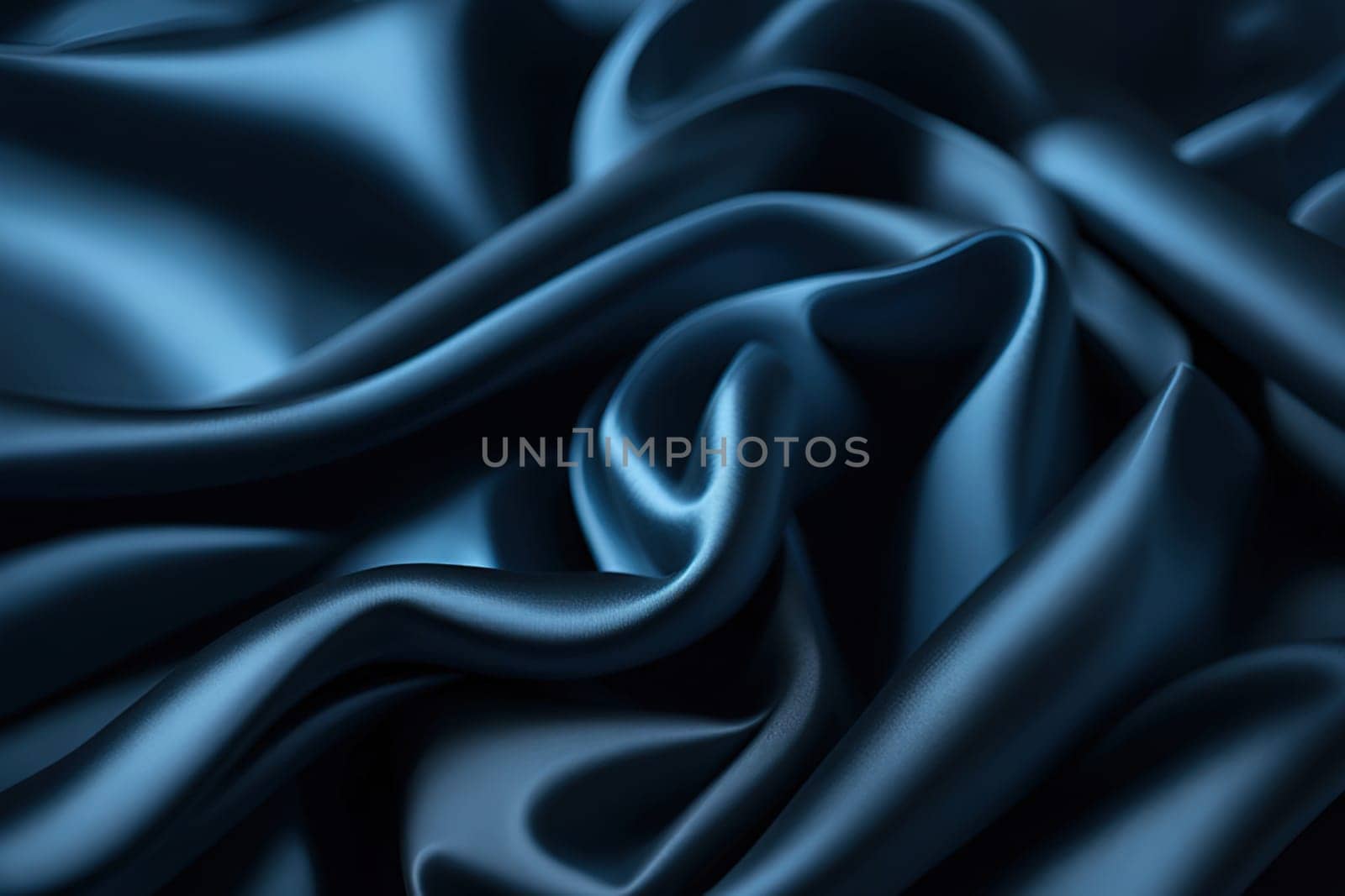 Closeup of rippled blue satin fabric texture background. by yilmazsavaskandag
