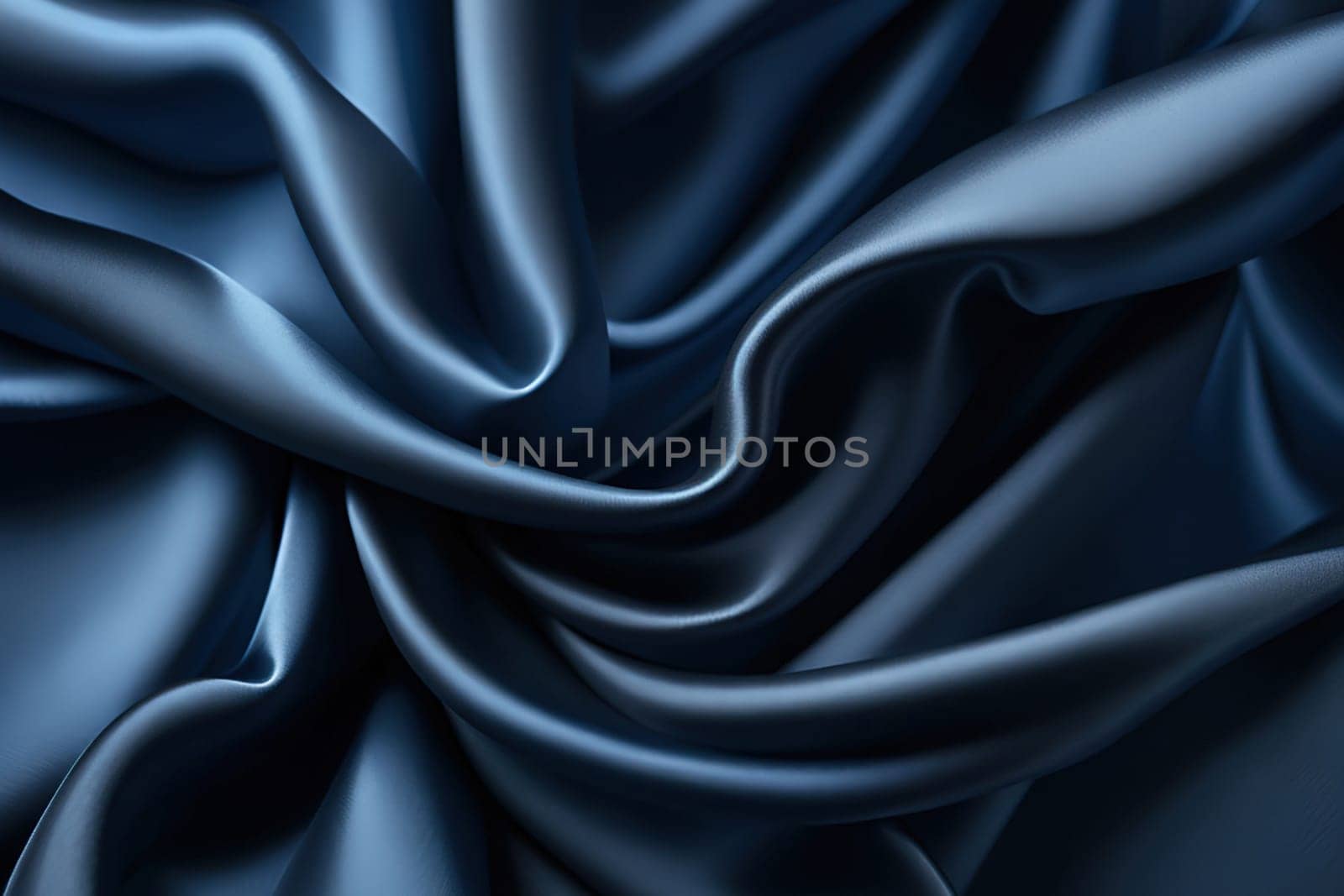 Closeup of rippled blue satin fabric texture background. by yilmazsavaskandag