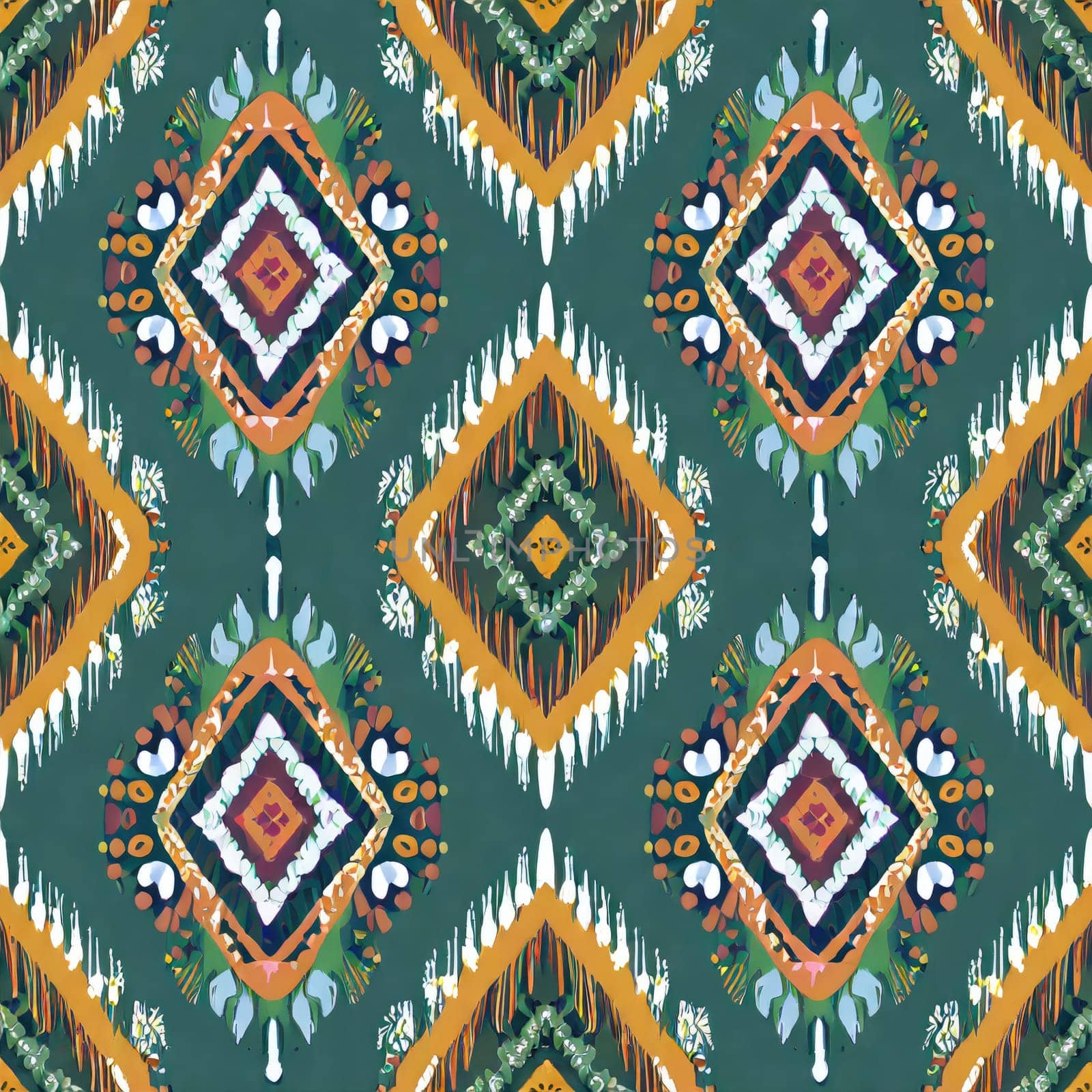  Ikat ethnic abstract beautiful art. Ikat seamless pattern in tribal, folk embroidery. by PeaceYAY