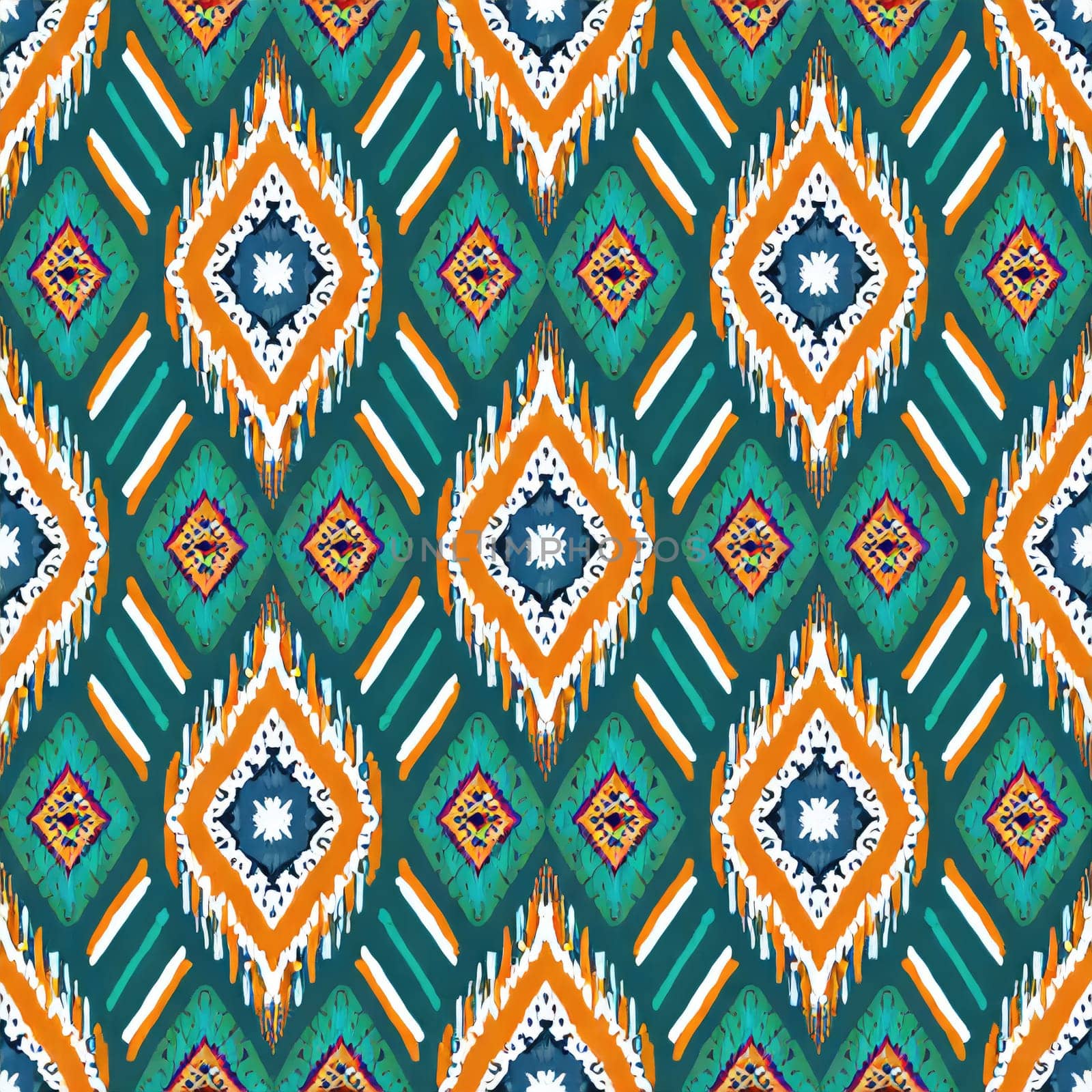 Seamless ikat pattern background elements. Grunge textured textile print and wallpaper, ethnic design for cards