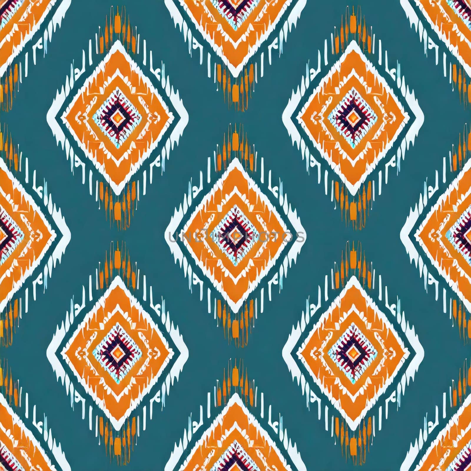 Ikat floral paisley embroidery background. Ikat ethnic oriental seamless pattern traditional. Aztec style. by PeaceYAY