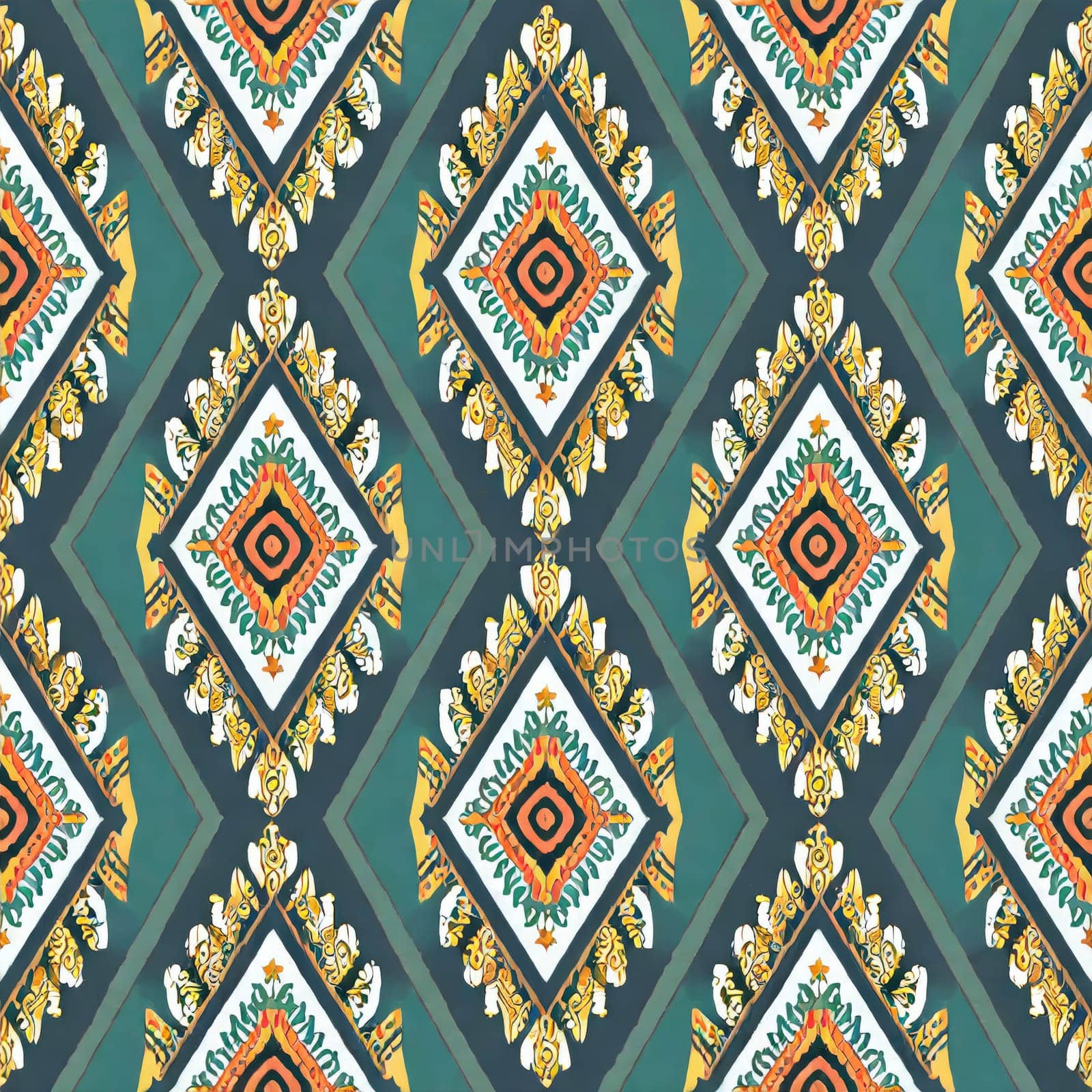  Ikat ethnic abstract beautiful art. Ikat seamless pattern in tribal, folk embroidery. by PeaceYAY