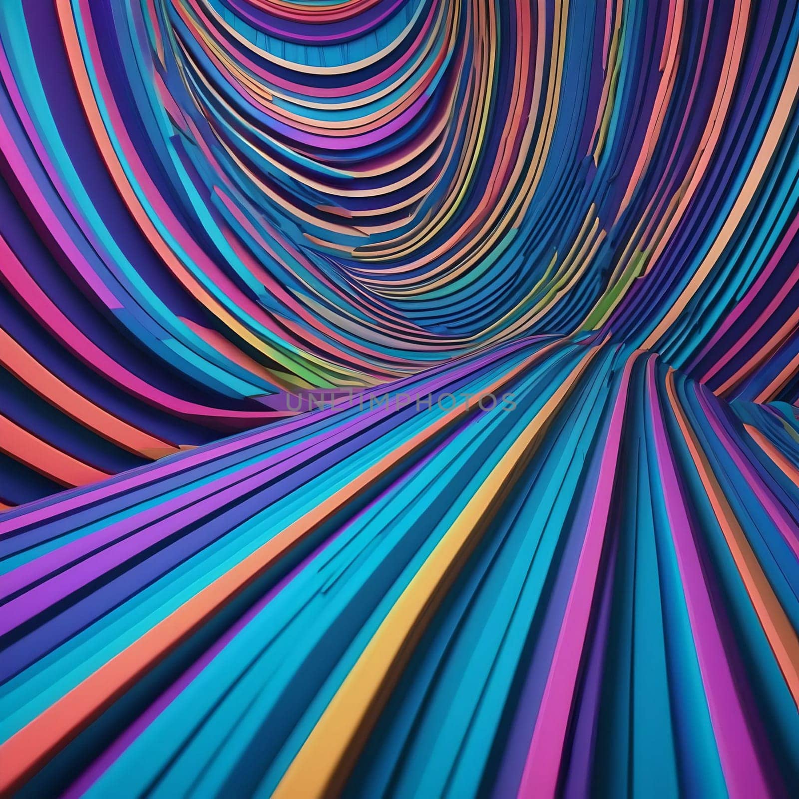 Optical illusion background. AI generated abstract multicolored geometric surface.