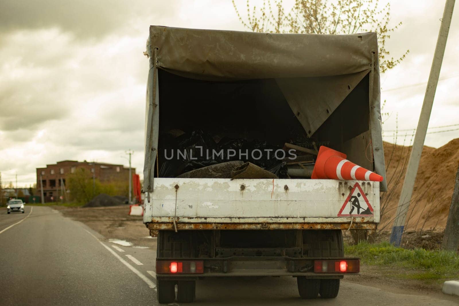 Truck on road. Cargo transportation. Car on highway. Transport for transportation.