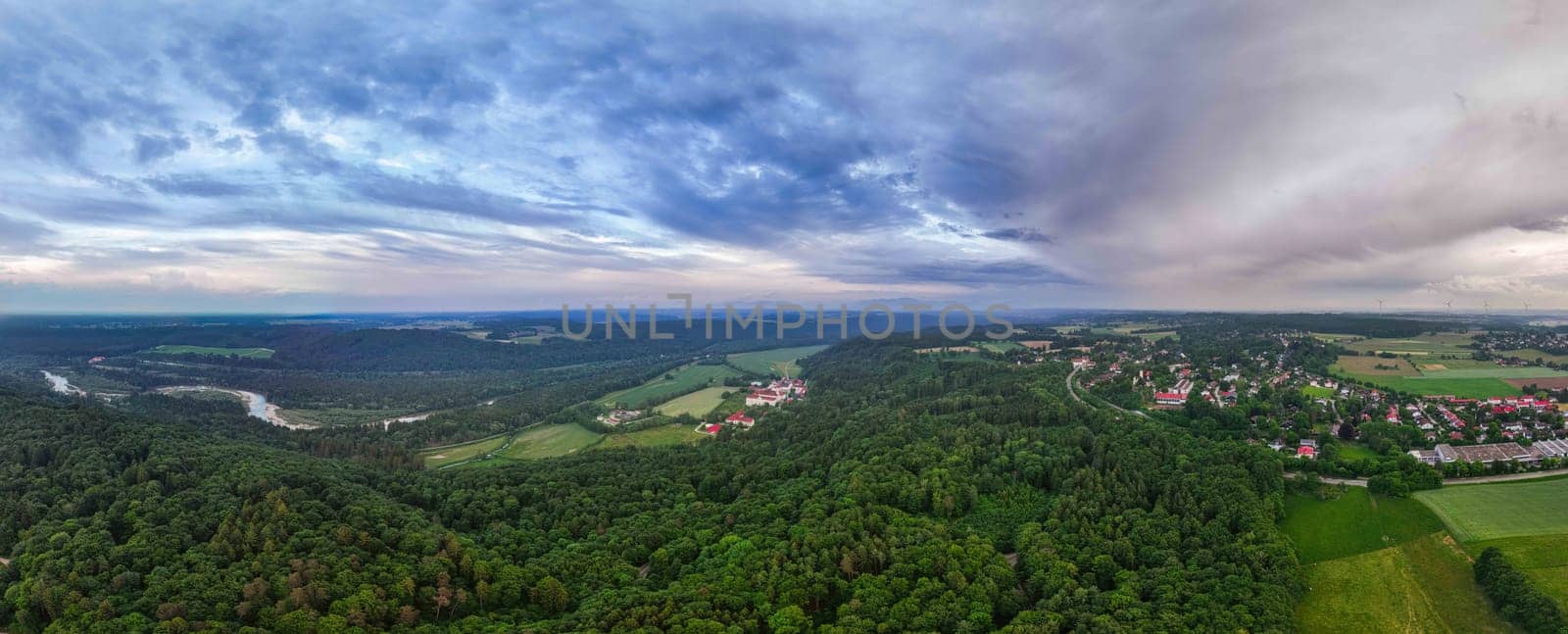 Twilight Serenity: Schaeftlarn's Landscape from Above by AllesSuper