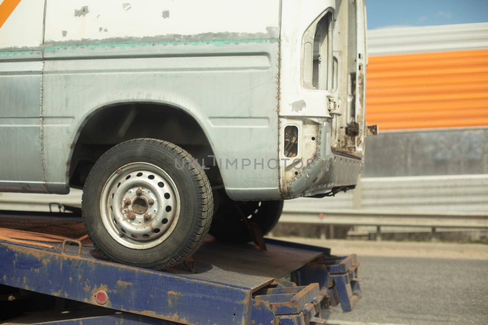 Car on banner. Evacuation of transport. by OlegKopyov