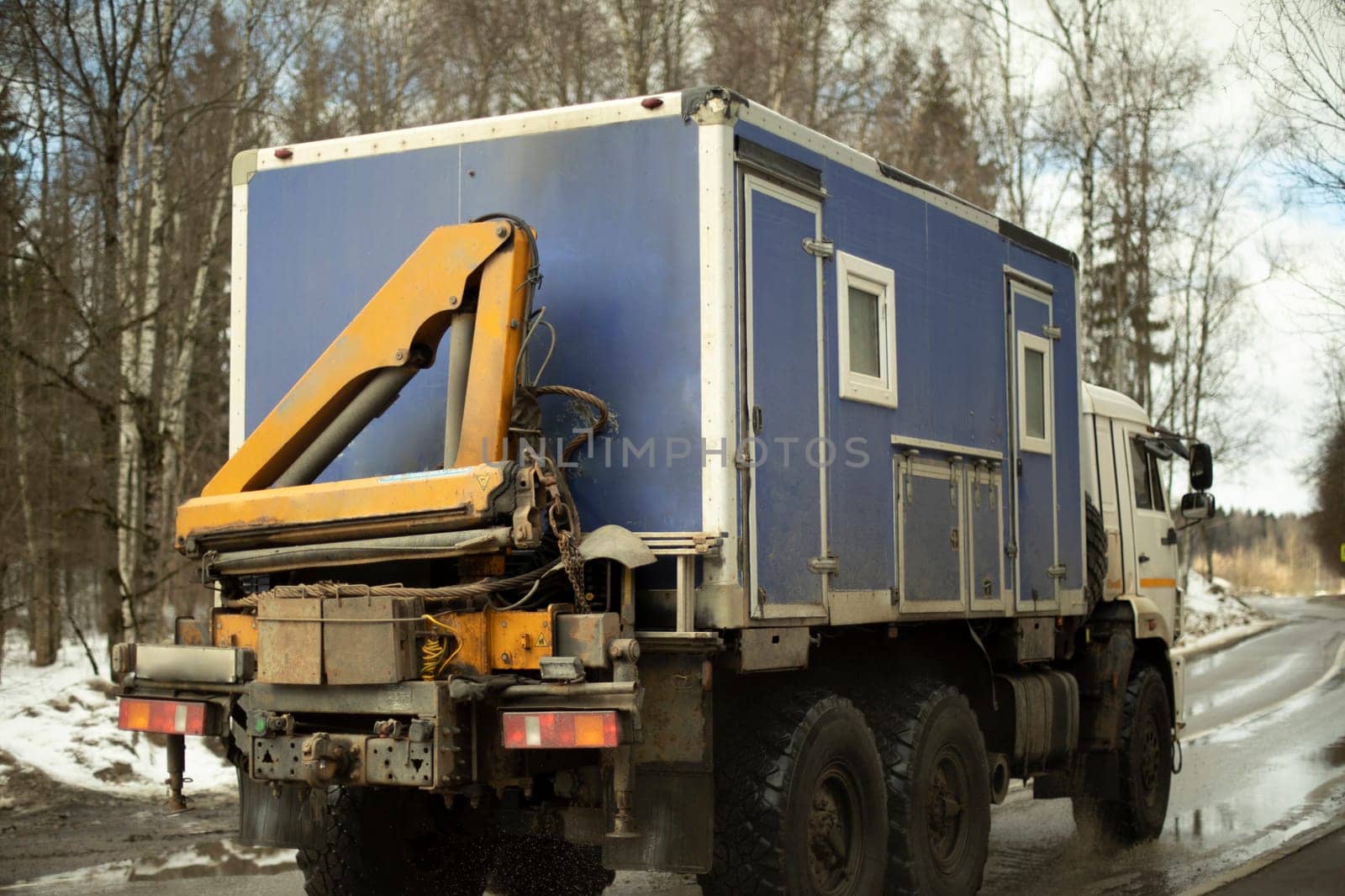 Truck on road. Cargo transportation. Car on highway. Transport for transportation.