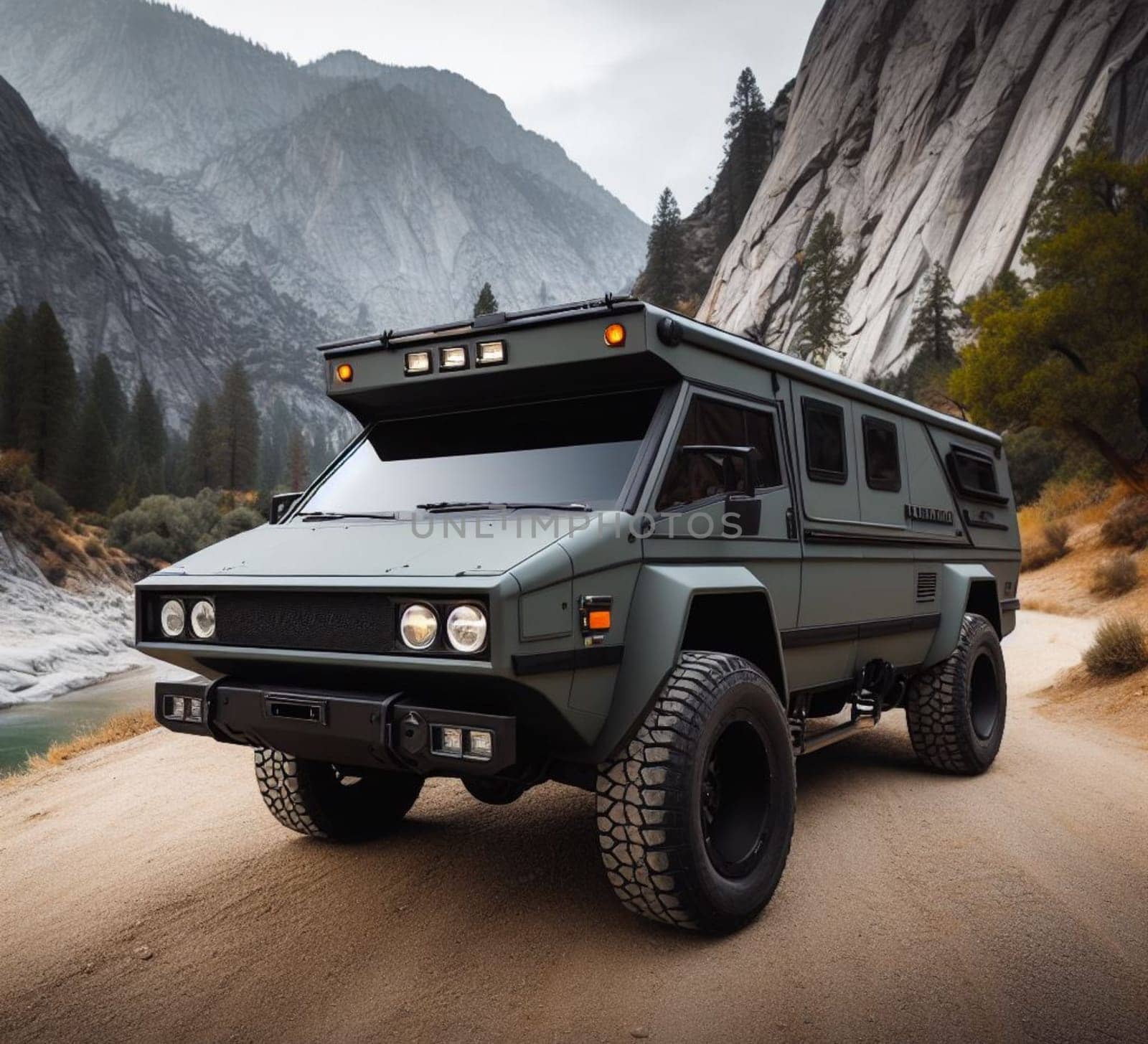 rusty dirt offroad 4x4 lifted vintage custom camper conversion jeep overlanding in mountain roads by verbano