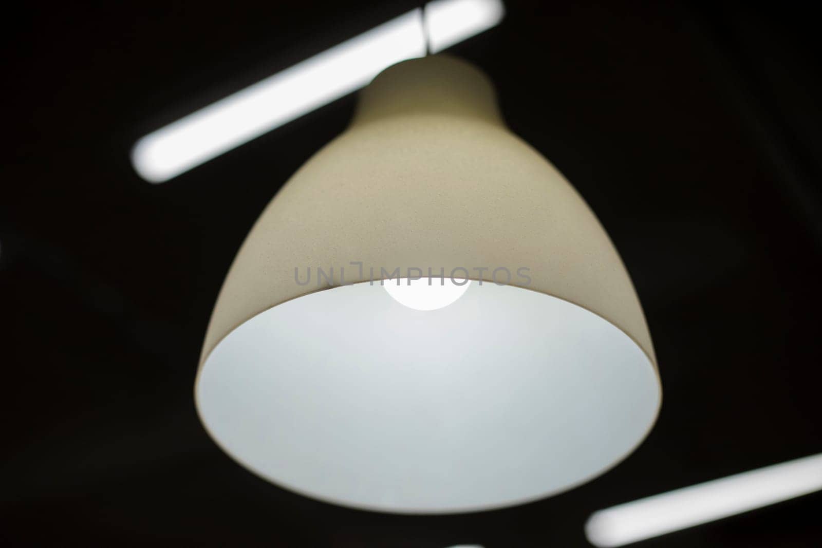 Lamp in interior. Light in room. Lamp on ceiling. by OlegKopyov