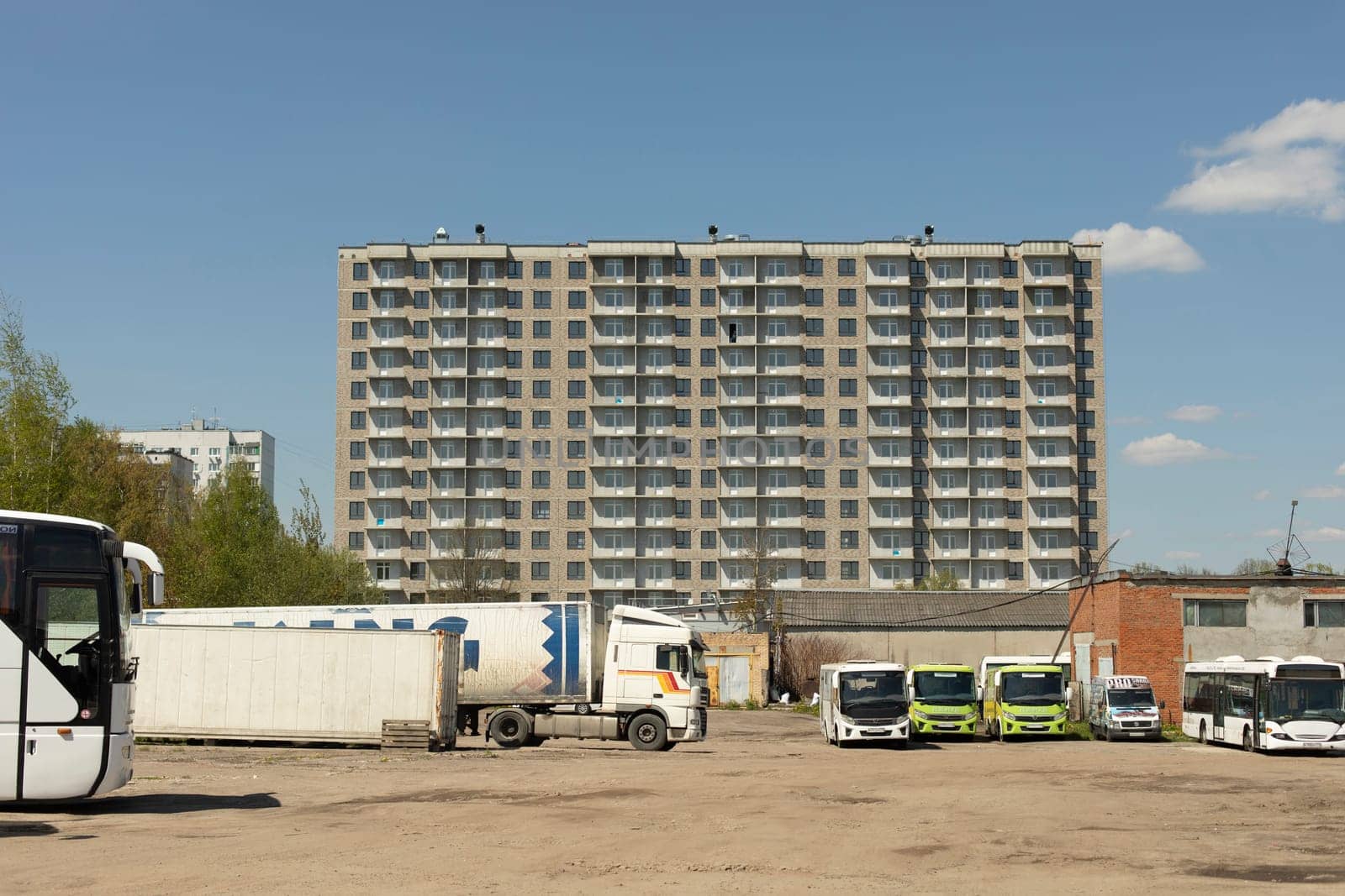 Parking for transport. Private parking for large cars. Industrial area. by OlegKopyov