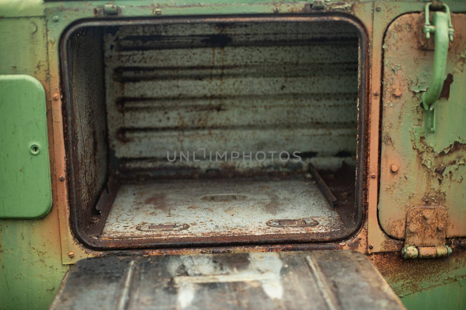 Steel furnace. Outdoor kitchen in detail. Pan storage tank. by OlegKopyov