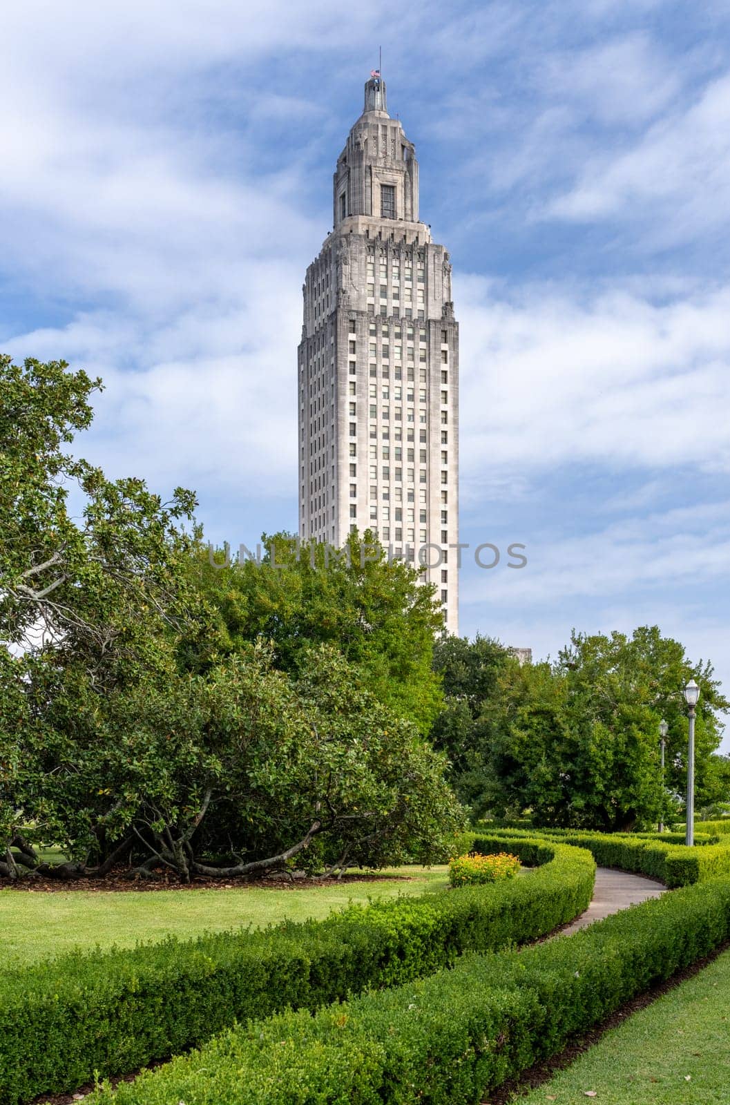 Tall tower of the State Capitol building in Baton Rouge, the state capital of Louisiana