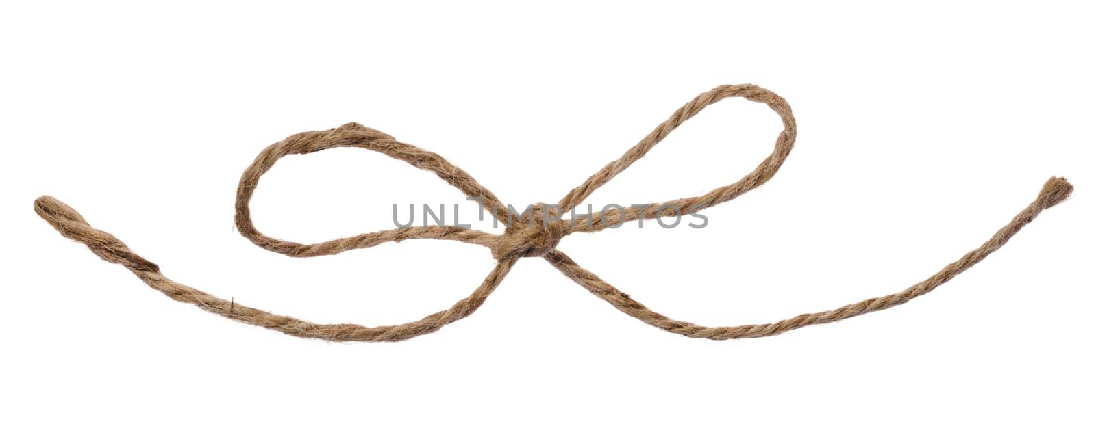 Knotted brown jute rope bow, wrapping material