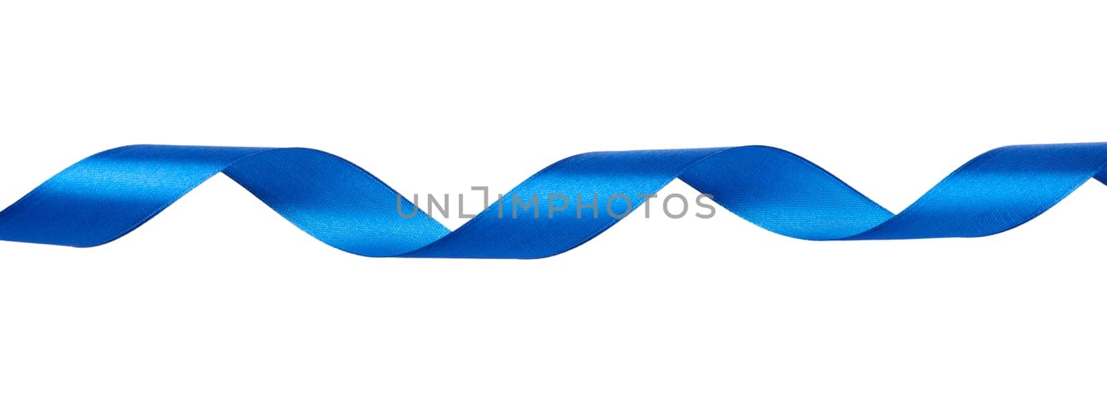 Twisted blue satin ribbon isolated. Decor for gift wrapping by ndanko