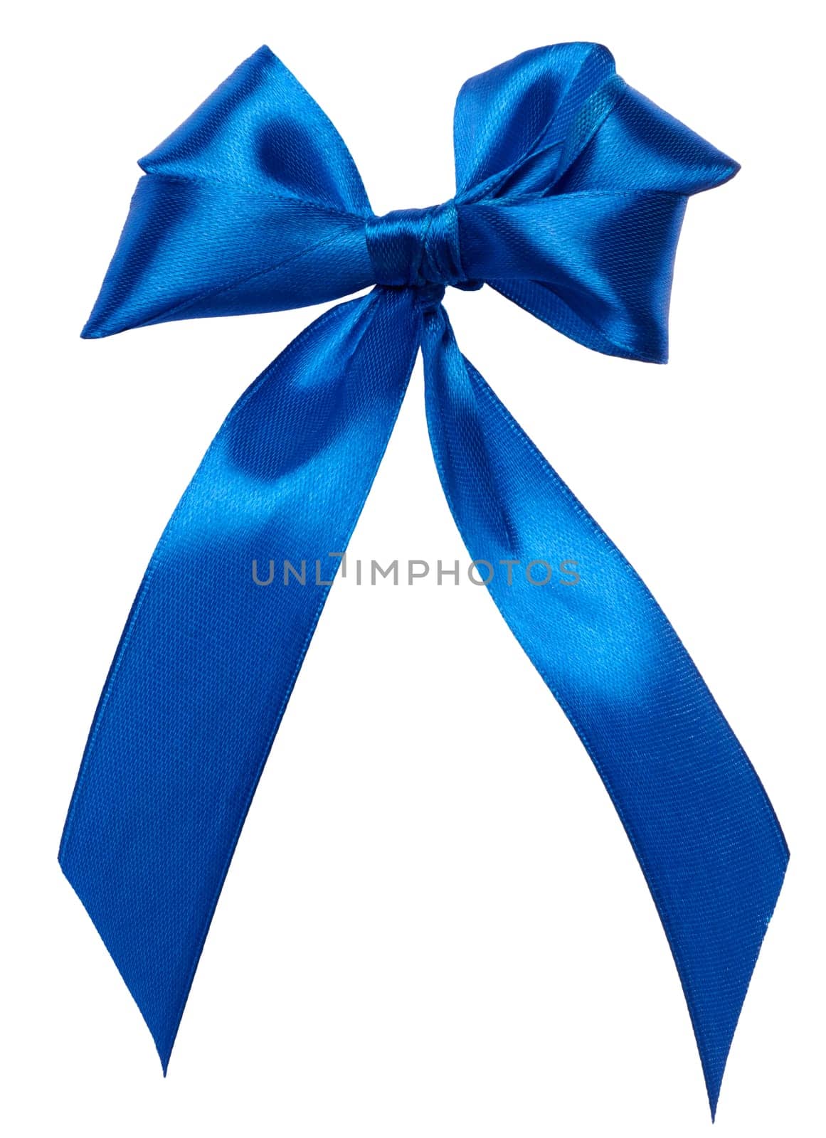 Tied bow made of blue silk ribbon on an isolated background by ndanko