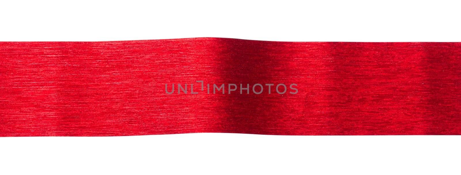 Red shiny ribbon on white isolated background by ndanko