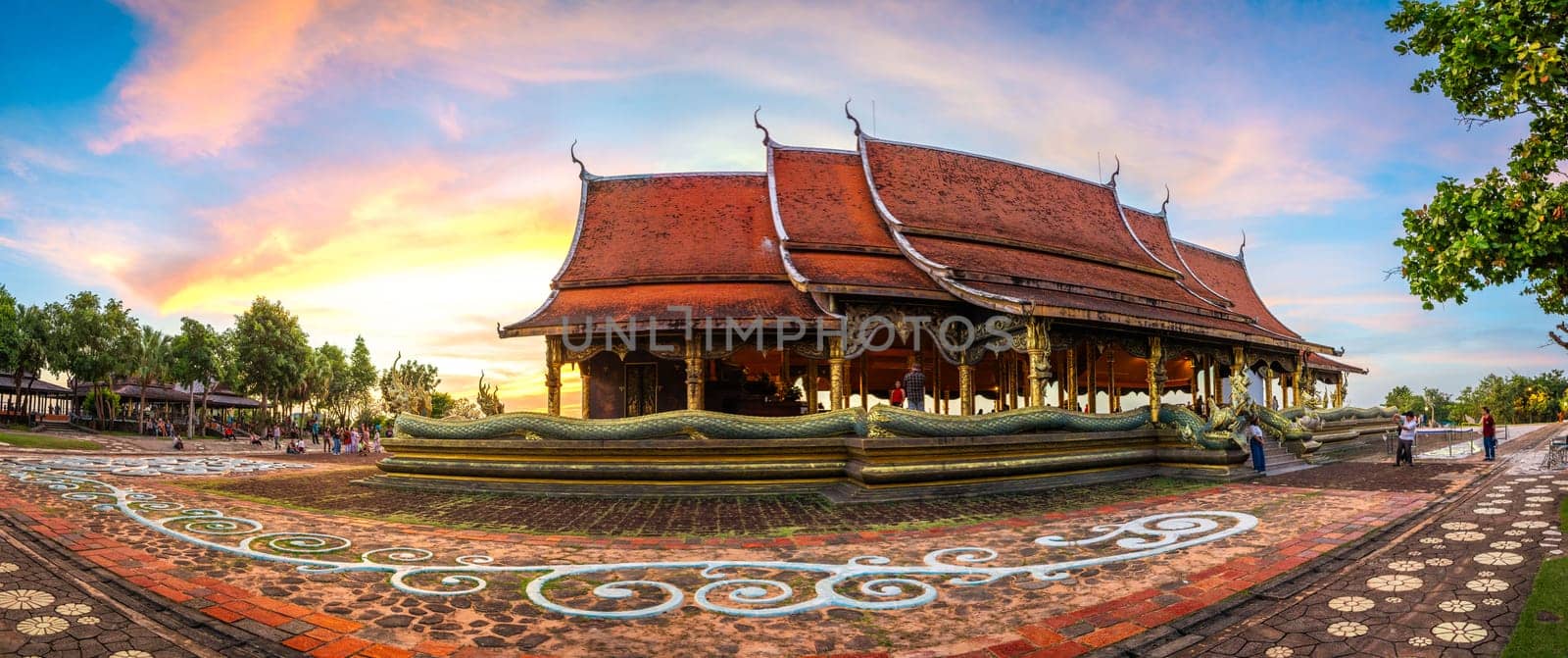 Wat Sirindhorn Wararam glowing temple in Ubon, Thailand, south east asia