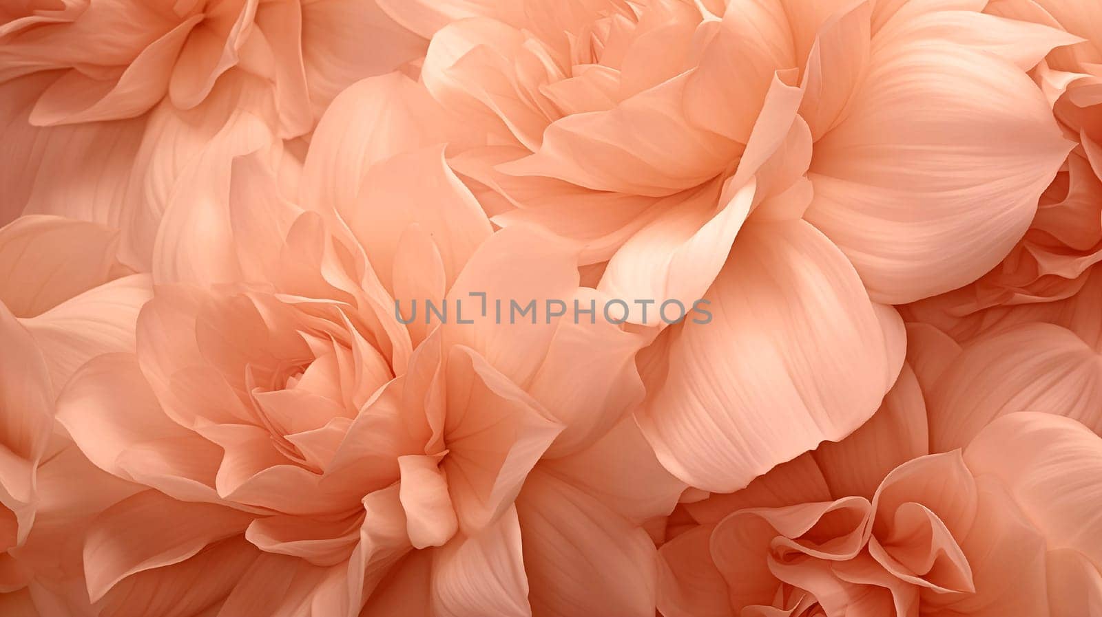 Close-up of peonies flowers in the 2024 color Peach Fuzz. by kizuneko
