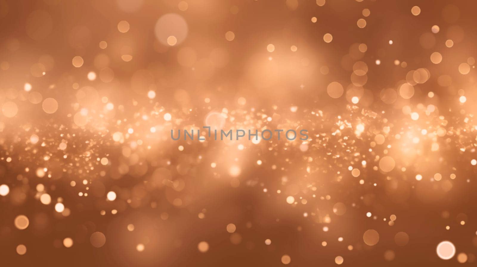 Peach Fuzz lights bokeh background, Chrismas lights bokeh. Monochrome abstract background. Blurred and glowing lights. Classic blue bokeh lens effect from lighting spots. High quality photo