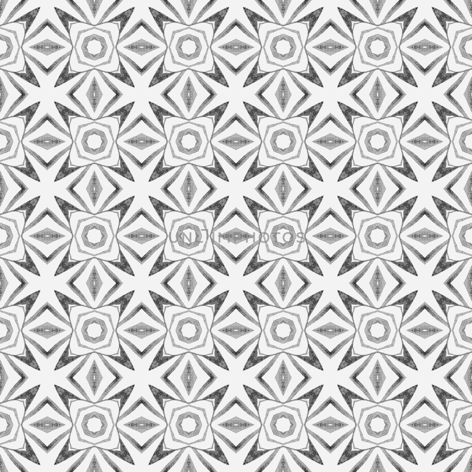 Textile ready great print, swimwear fabric, wallpaper, wrapping. Black and white unequaled boho chic summer design. Hand drawn green mosaic seamless border. Mosaic seamless pattern.