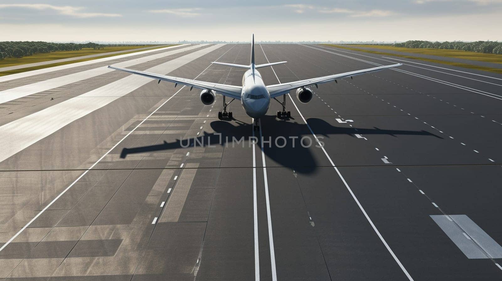 The plane took off into the sky. selective focus. transportation Generative AI,