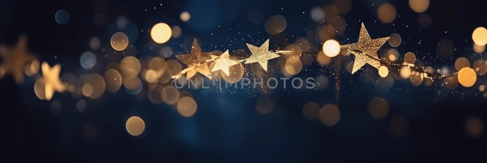 Christmas and new year 2024 decoration on the blue vintage background golden stars comeliness