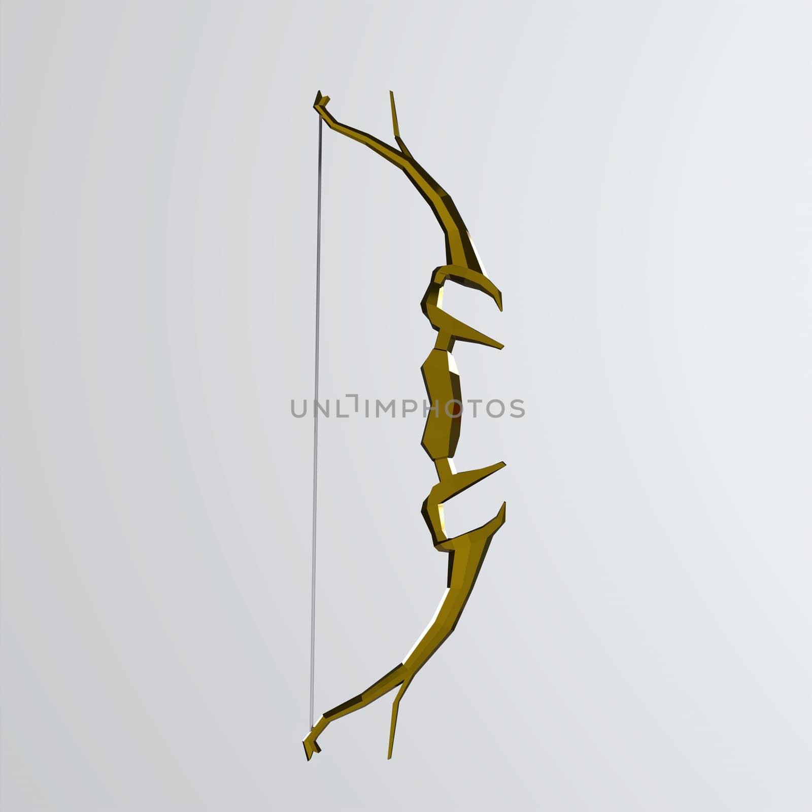 Golden Bow isolated on white background. High quality 3d illustration